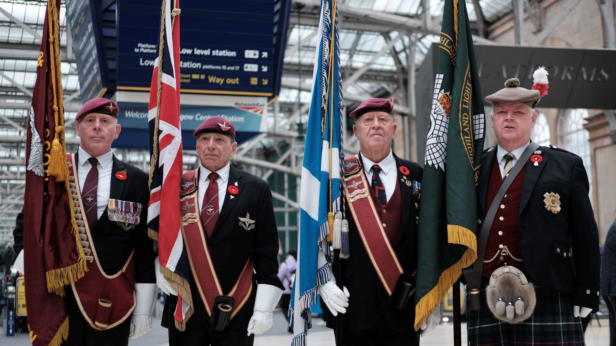 Veterans gathered at Glasgow Central station for the silence