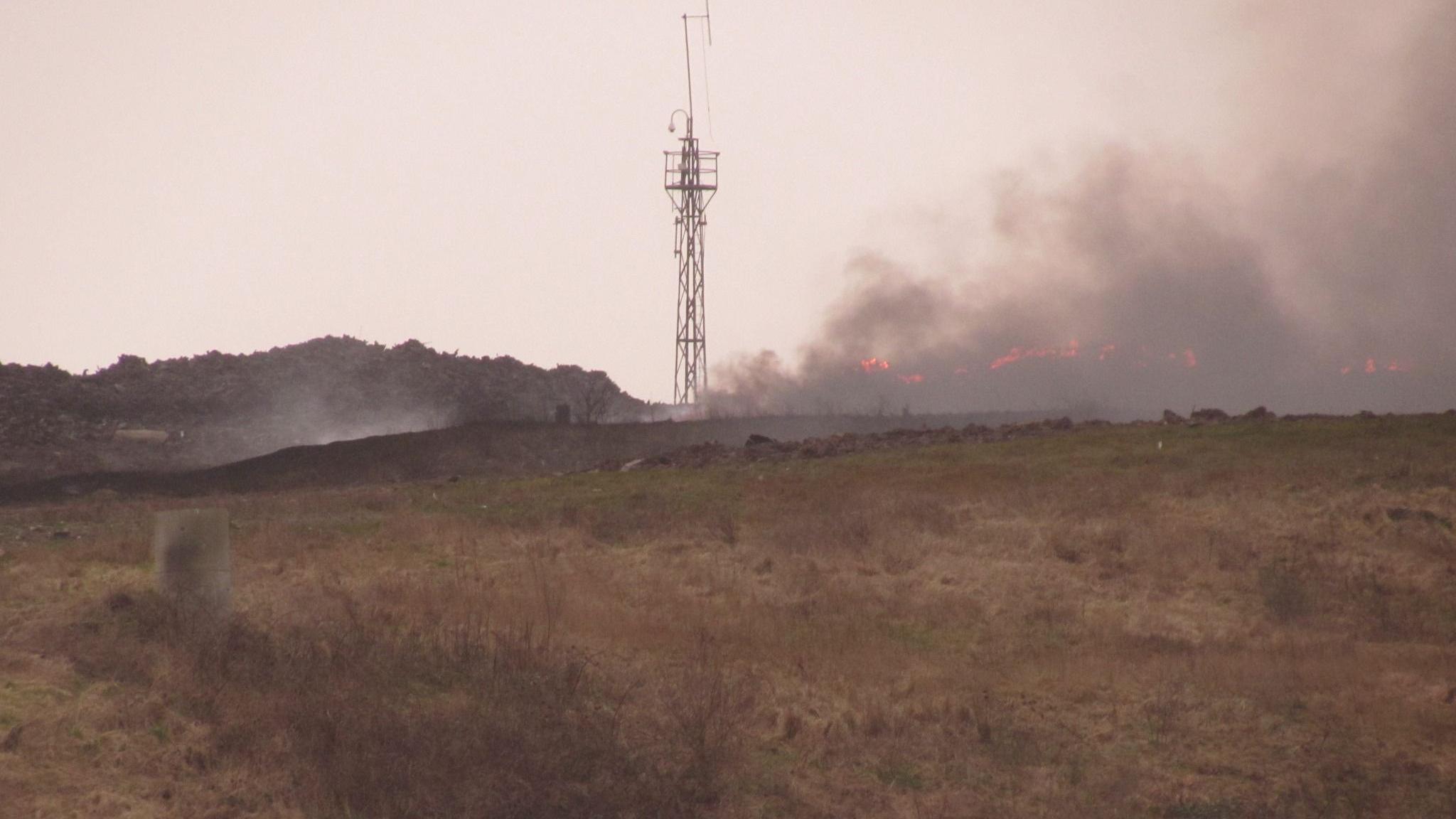 Fire and smoke at landfill site in Hartlepool