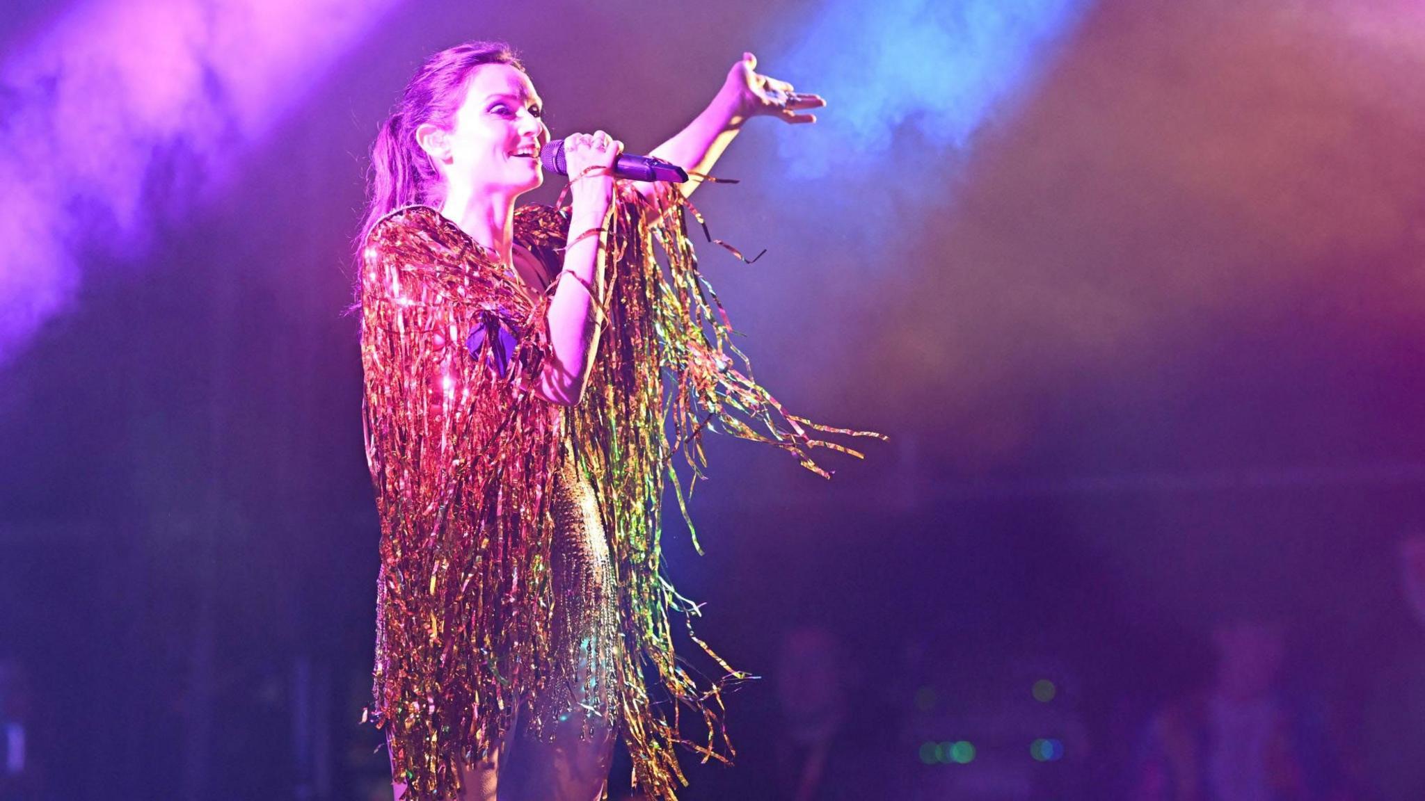 Sophie Ellis-Bextor performs as a guest for Peggy Gou on the Park Stage during the Glastonbury Festival, 29 June 2024