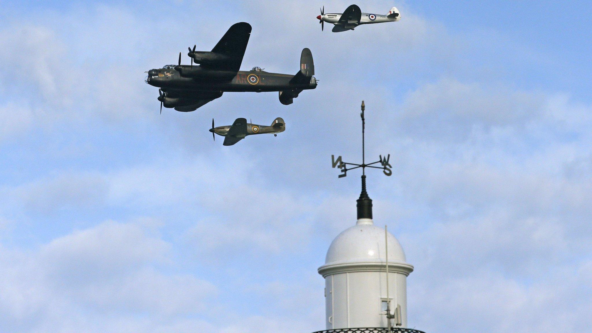 Lancaster Bomber and Spitfire at Sunderland Airshow