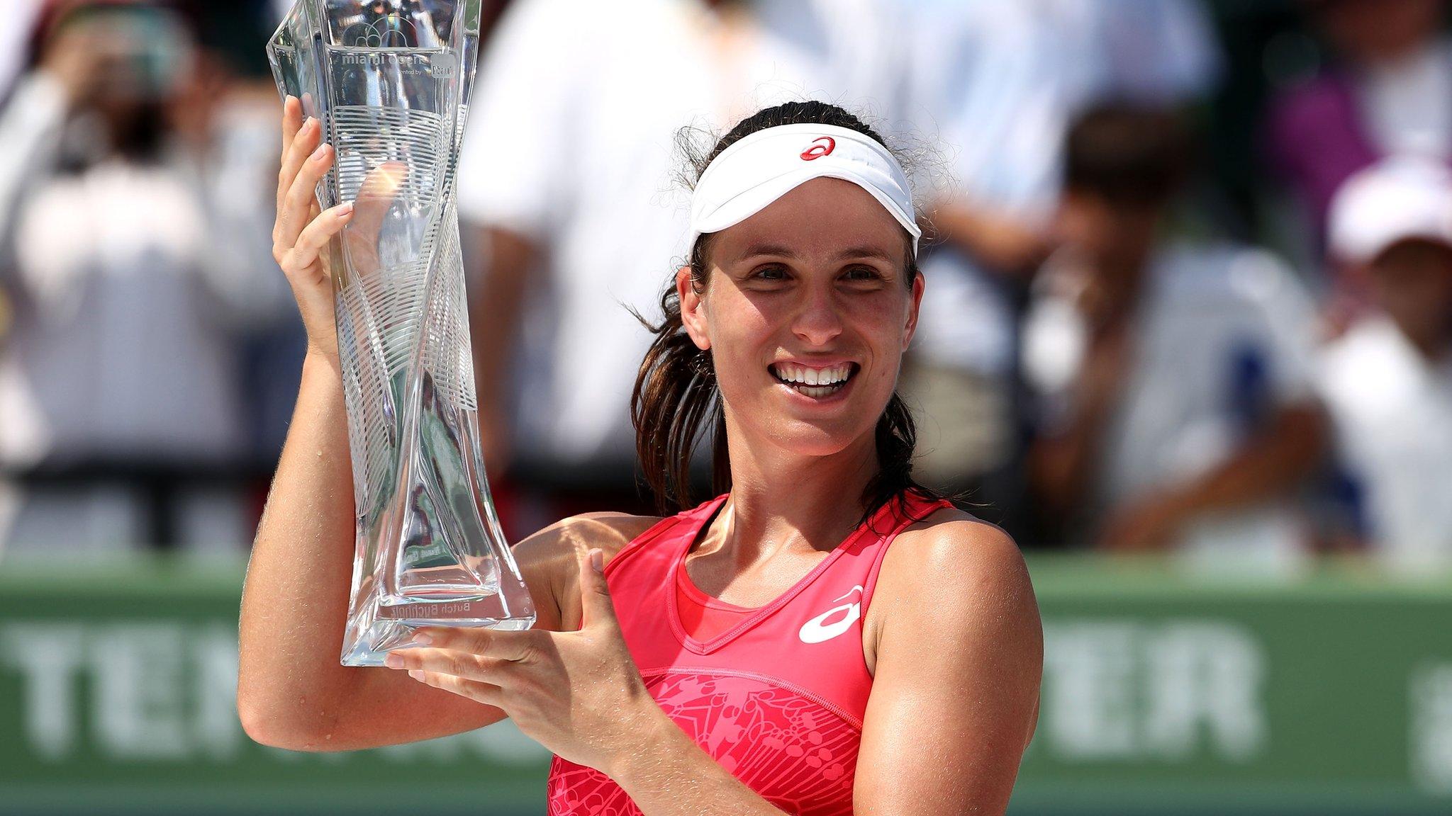 Johanna Konta of Great Britain celebrates