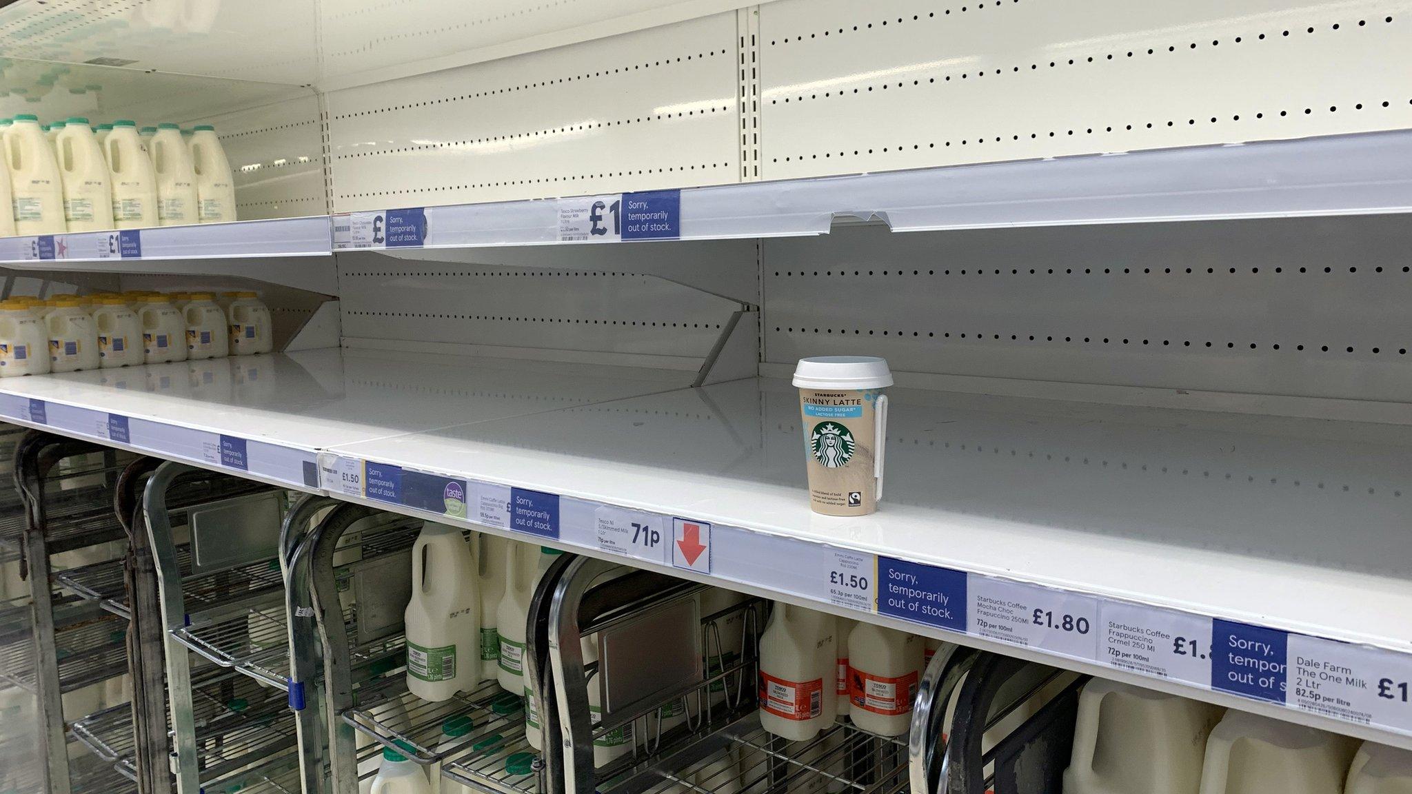 Empty shelves in Tesco