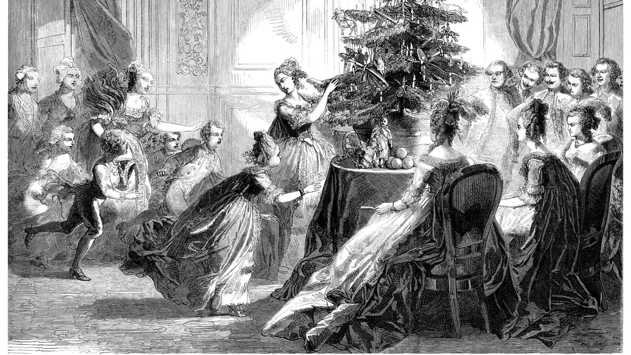 Family celebrating christmas 1863 