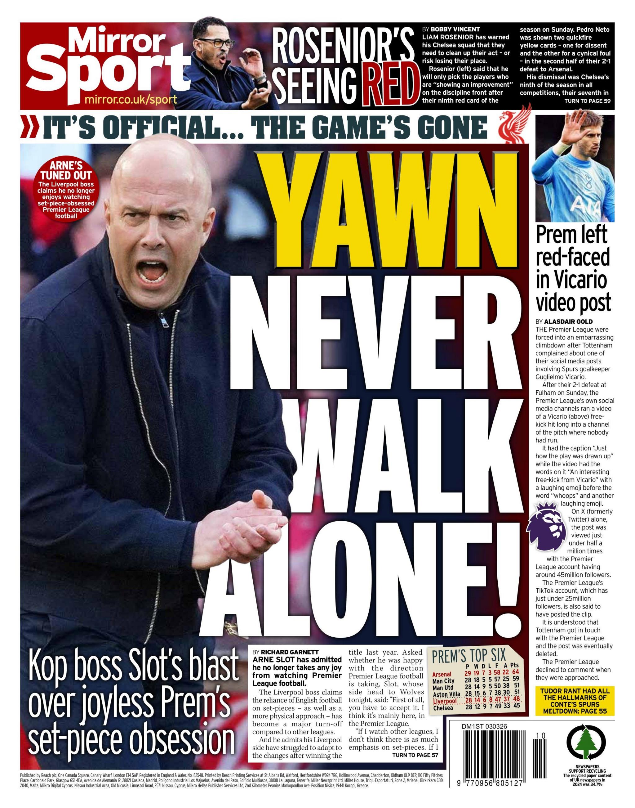Daily Mirror back page
