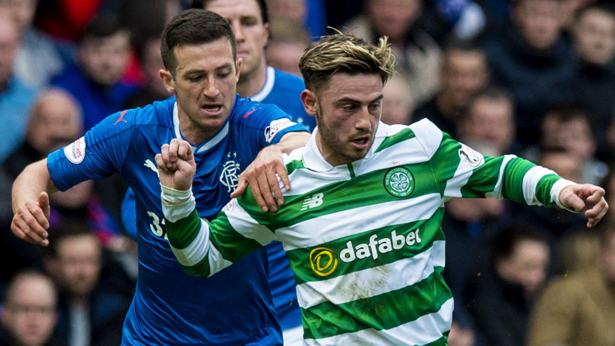 Patrick Roberts holds off Rangers midfielder Jason Holt