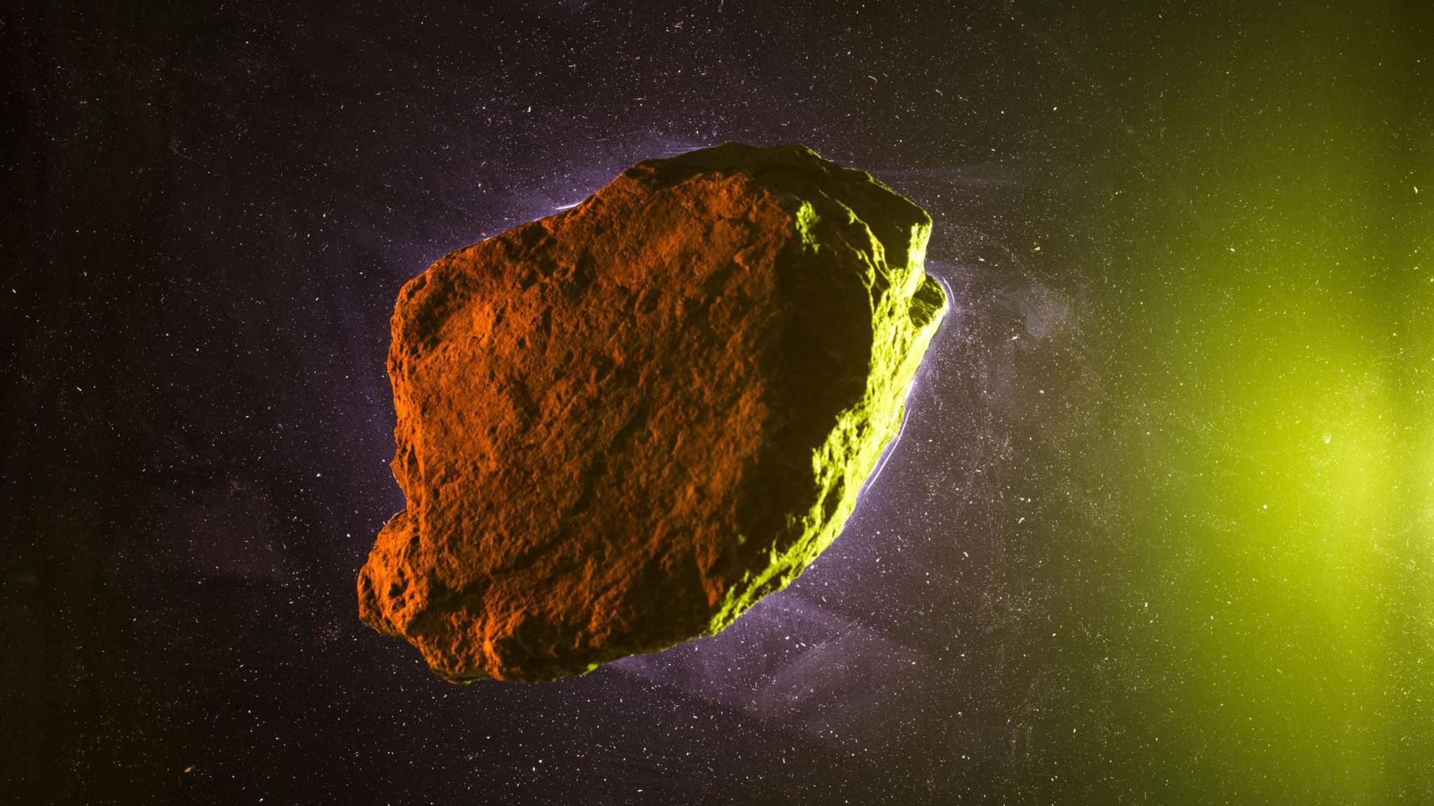 graphic of an asteroid, chunk of rock in space