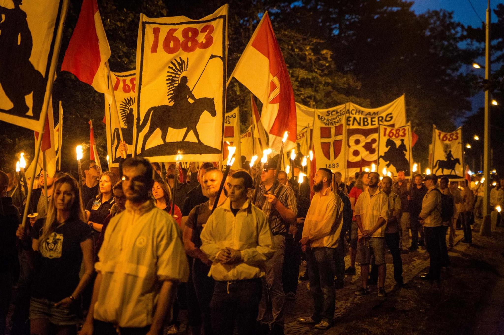 Identitarian movement demonstrates at the site of the 1683 Battle of Vienna - Kahlenberg, 2017