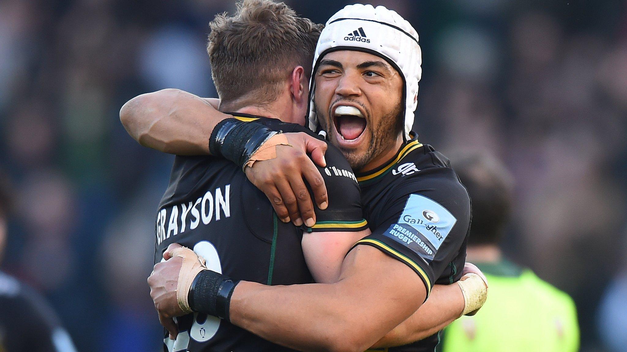 Northampton Saints player celebrating