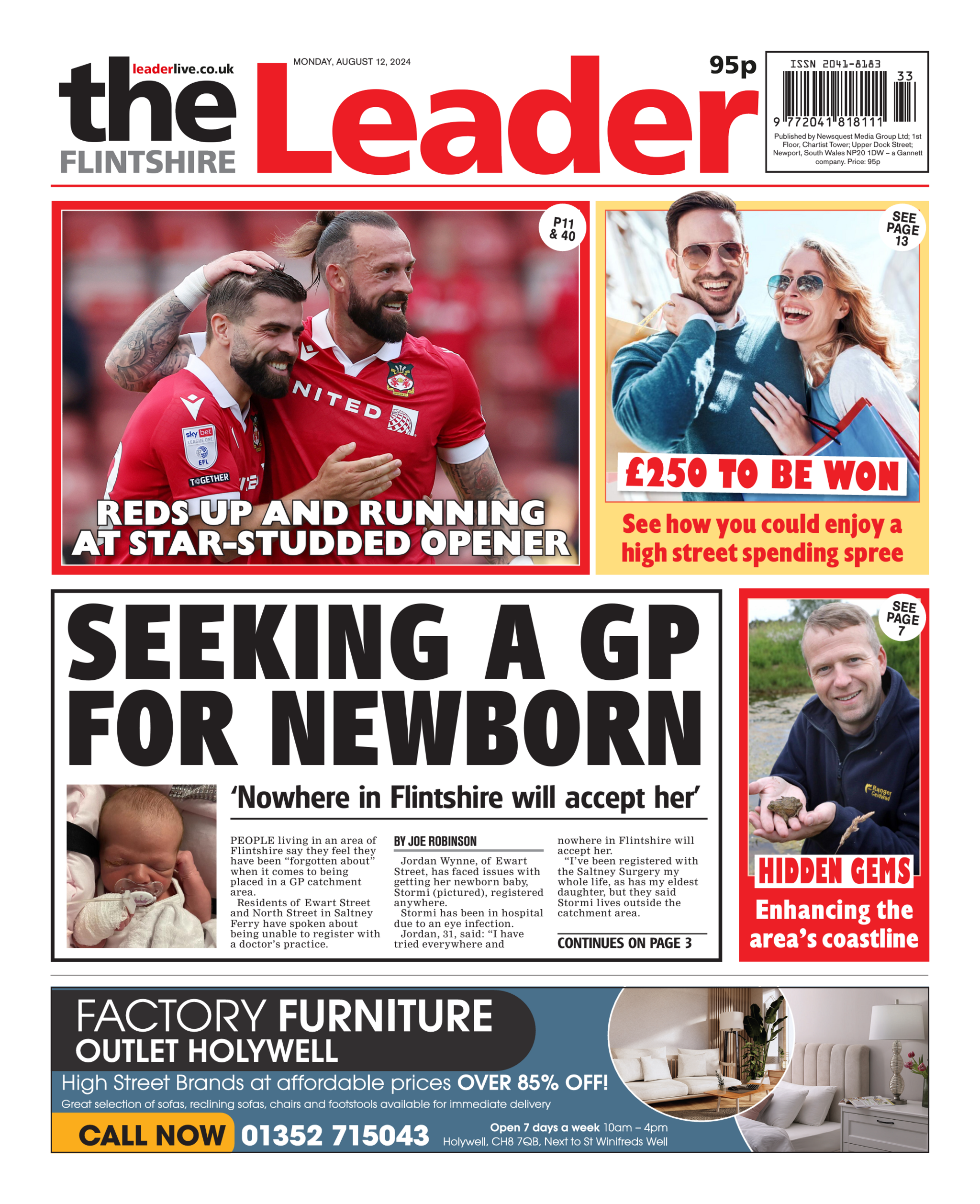 Front page of the Flintshire Leader 