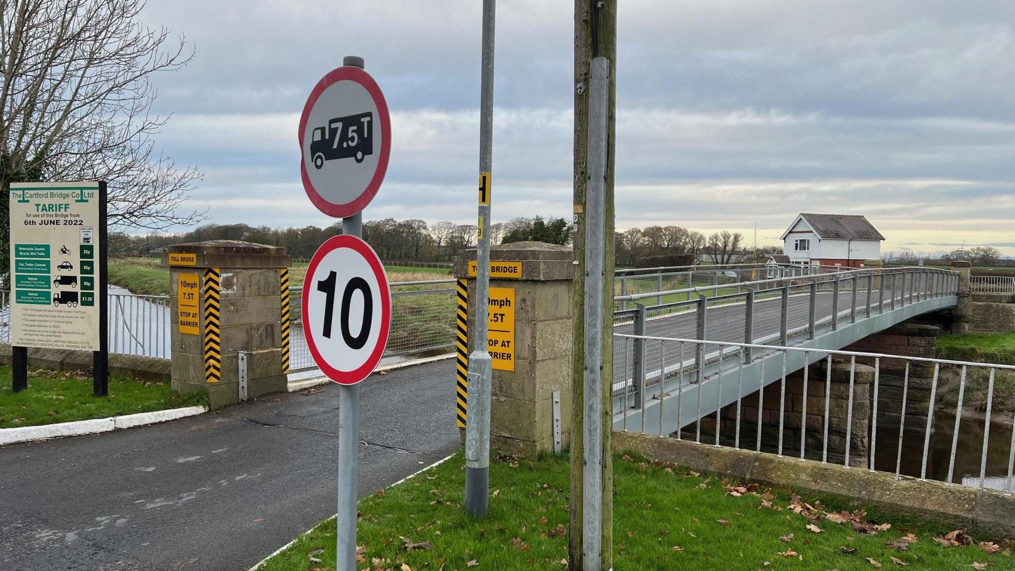 Cartford toll bridge over the River Wyre which links Out Rawcliffe and Little Eccleston 