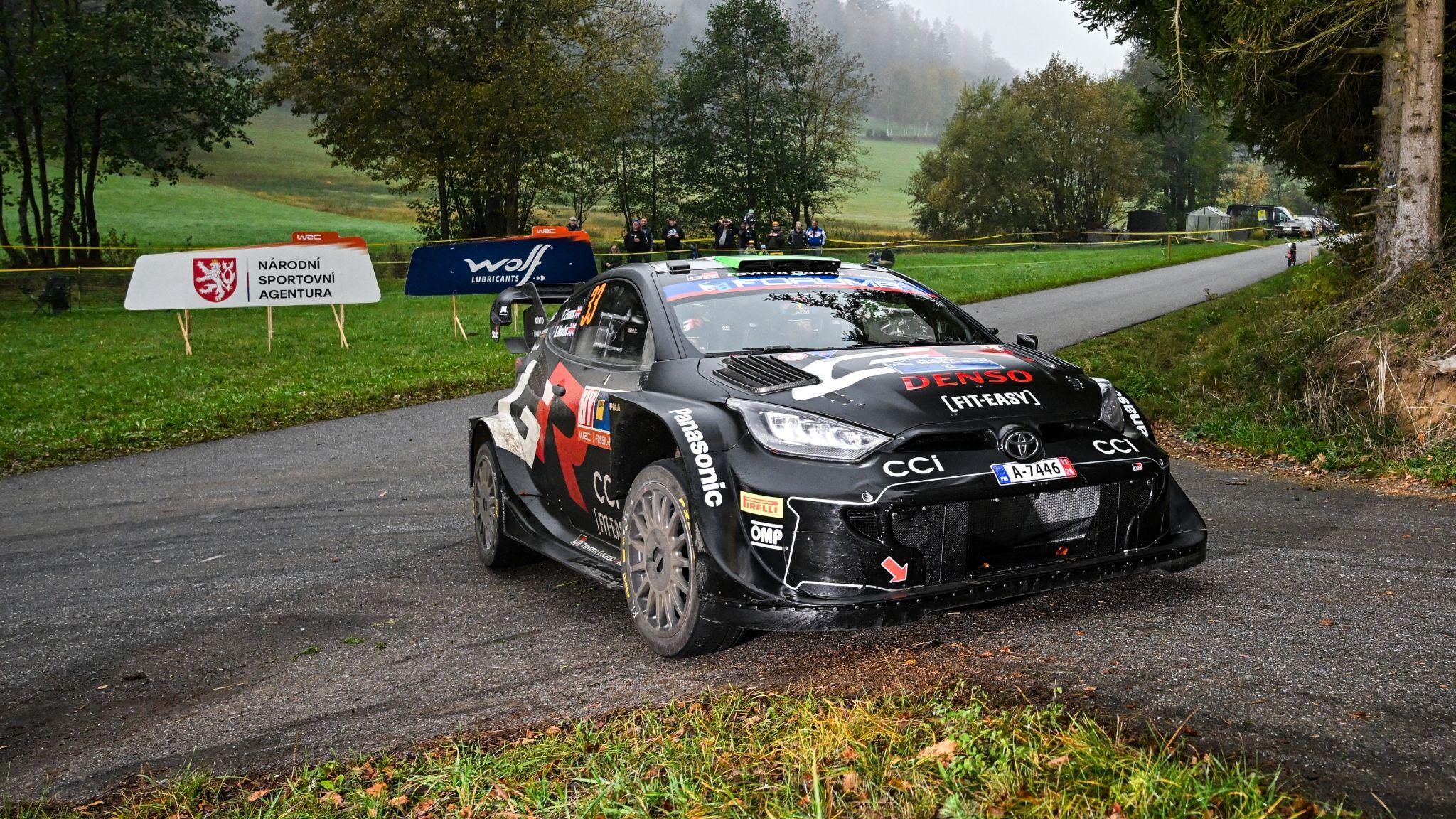 Driver Elfyn Evans and co-driver Scott Martin of the team Toyota Gazoo Racing WRT, in a Toyota GR Yaris Rally1 Hybrid during the FIA World Rally Championship WRC Central European Rally 2024 in Bad Griesbach, Germany