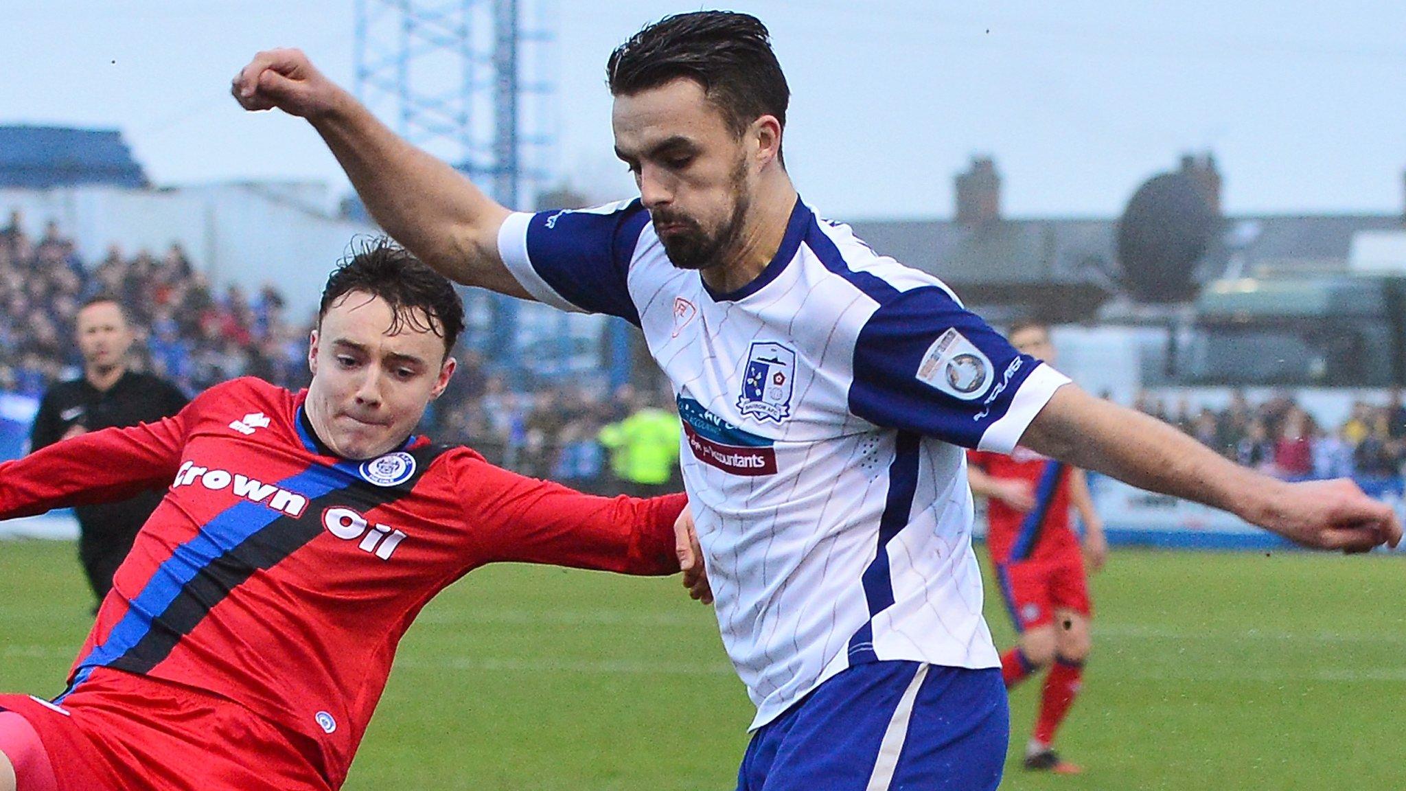 Jordan Williams playing for Barrow against Rochdale in the 2017-18 National League