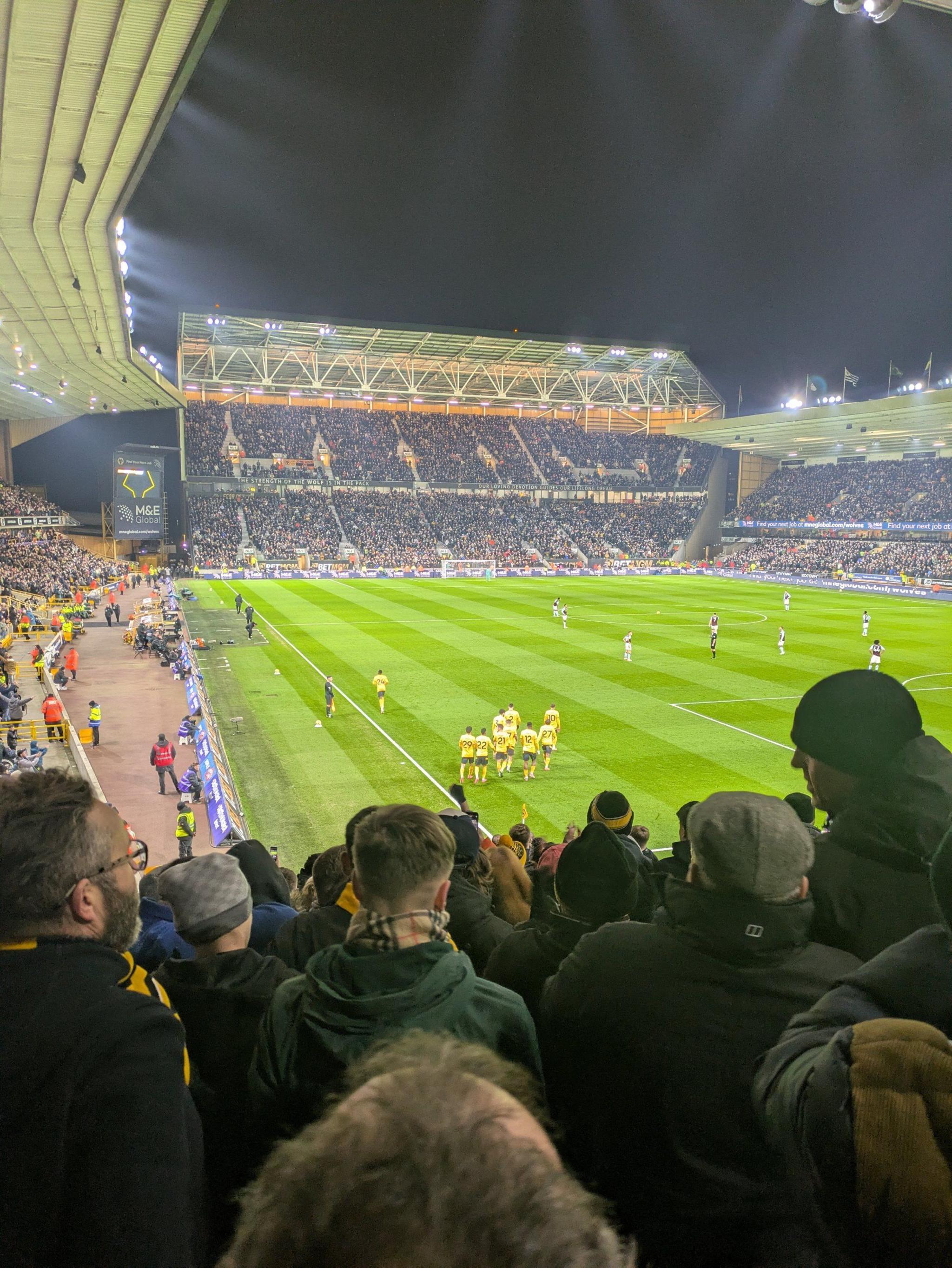 The crowd at Molineux after Wolves have scored a goal