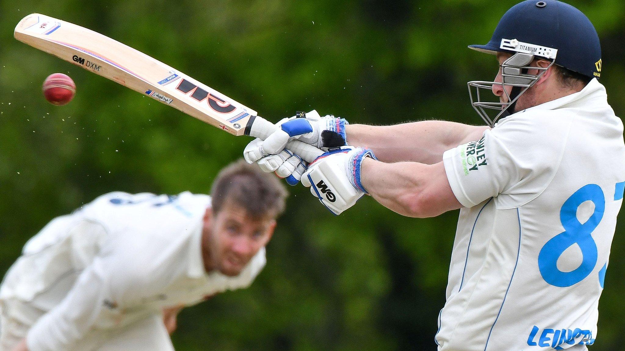 Leinster Lightning's Joe Carroll crashes the ball away against Northern Knights at Stormont