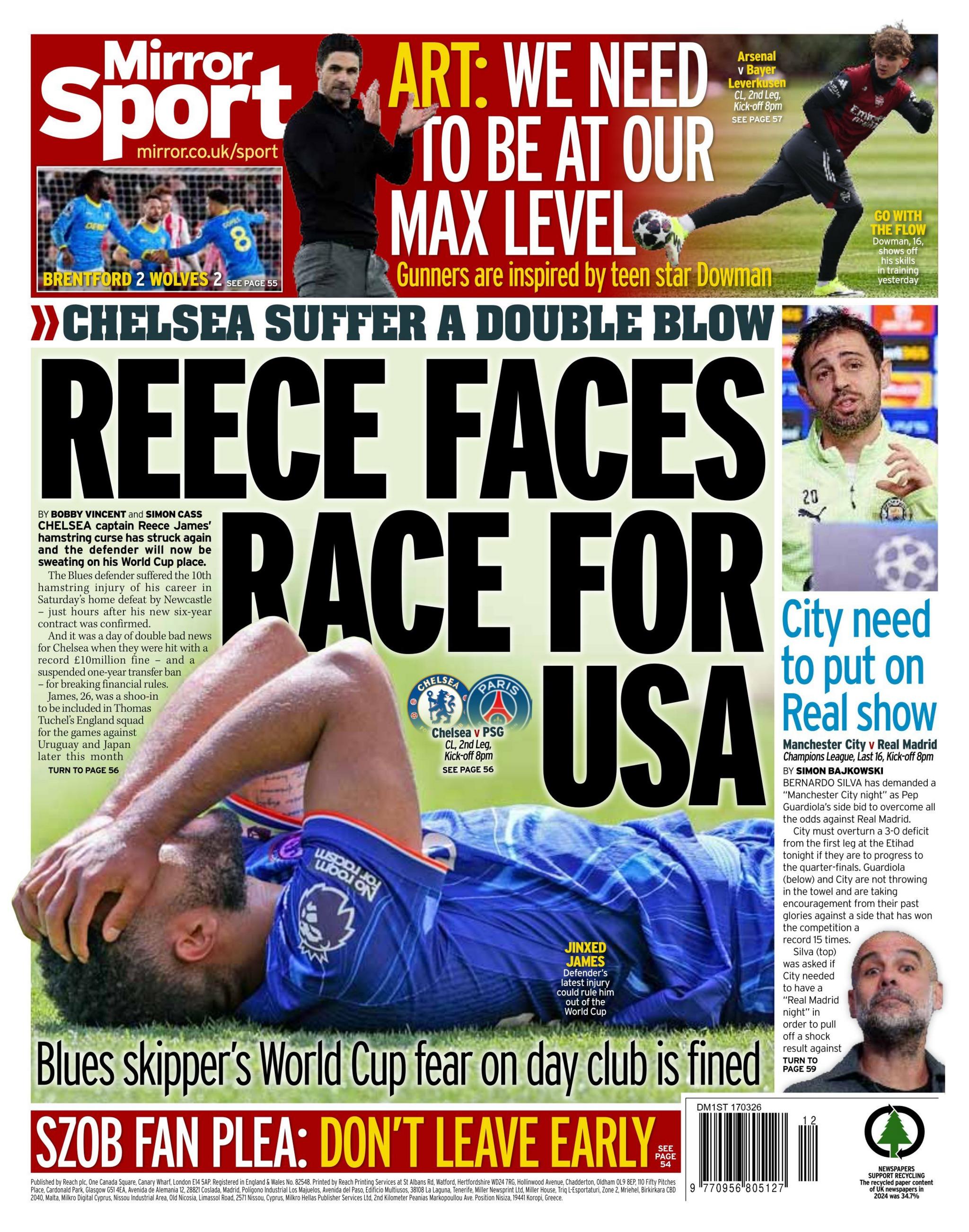 Daily Mirror back page