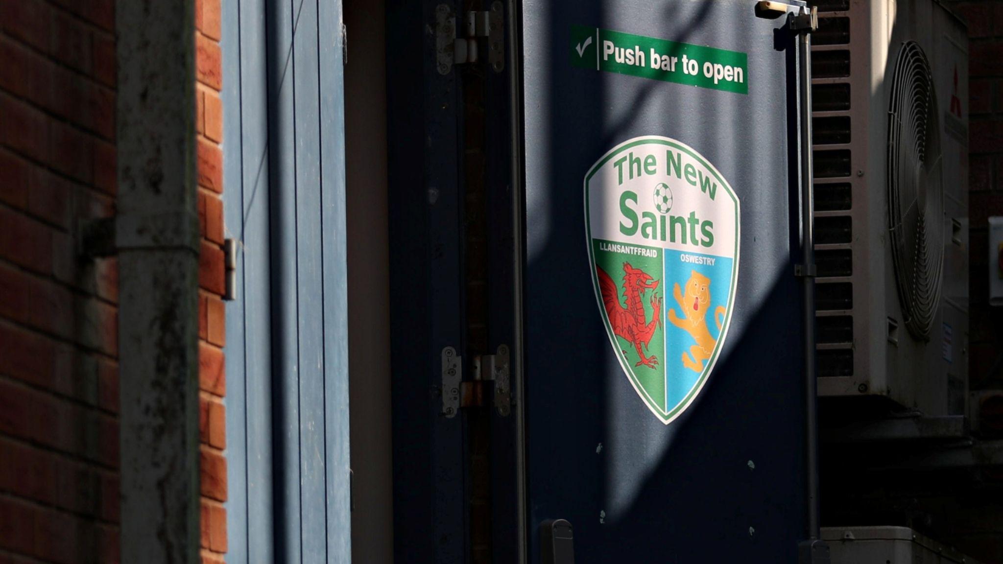 The New Saints logo on a door at Park Hall