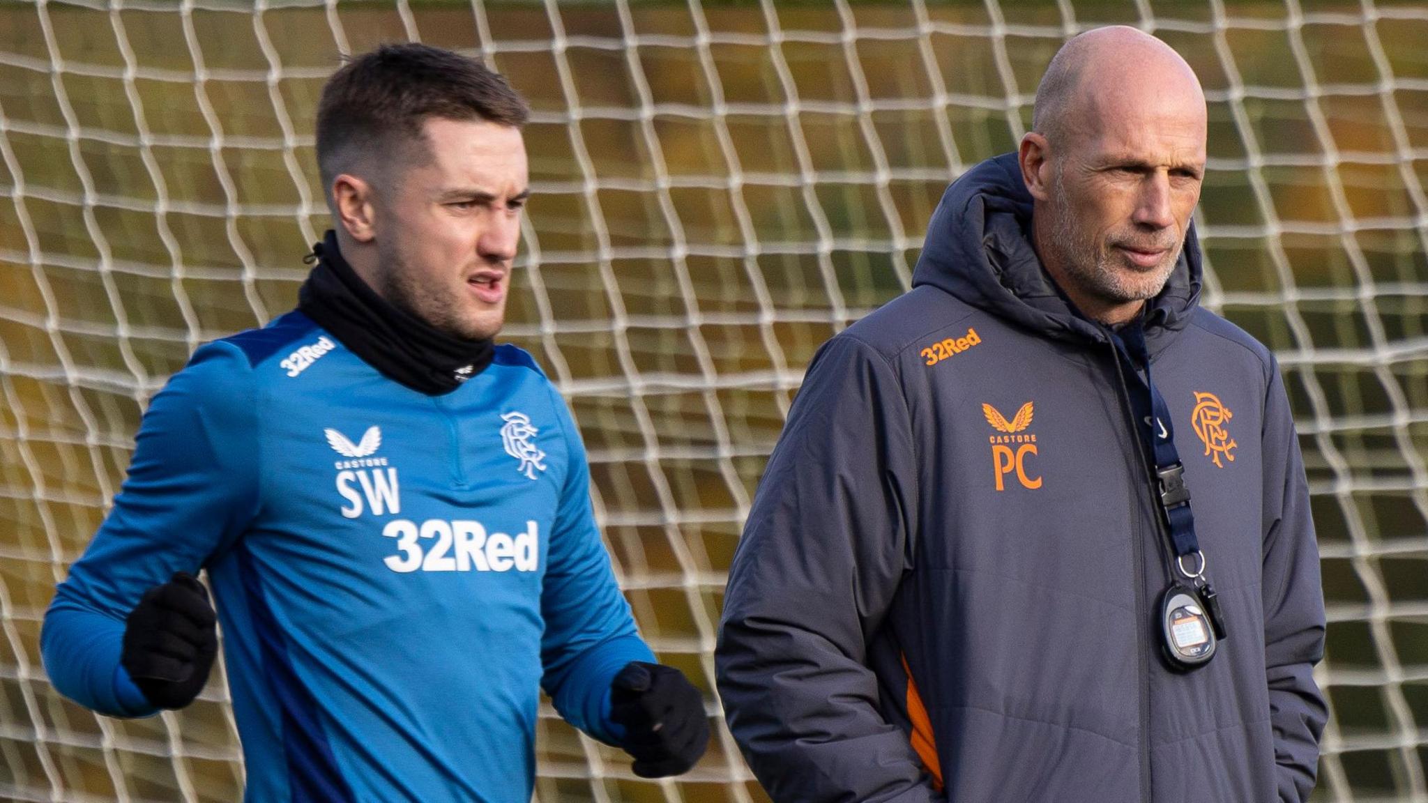 Former Rangers winger Scott Wright with manager Philippe Clement