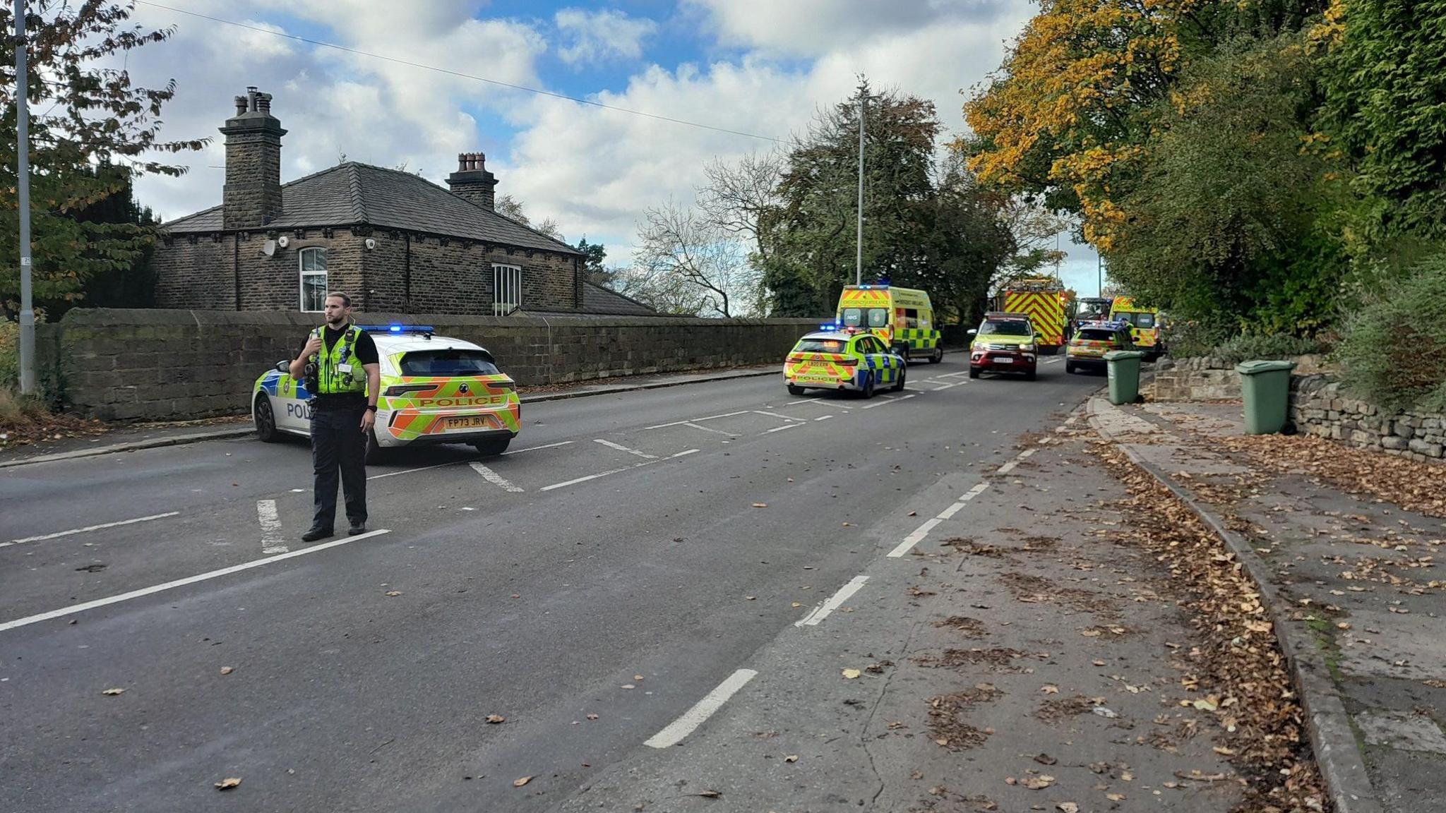 The scene of a road crash in Leeds, with 