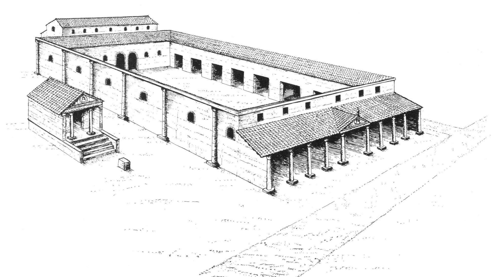 A drawing of how the basilica is believed to have looked 