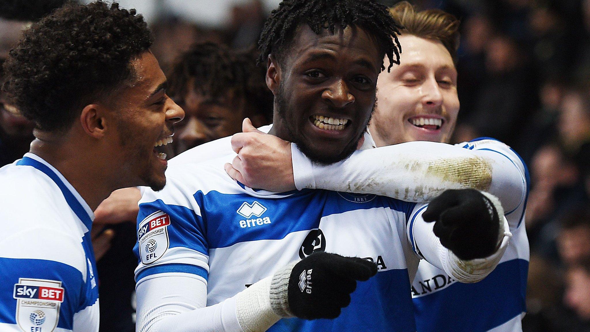 Aramide Oteh celebrates his first goal for QPR