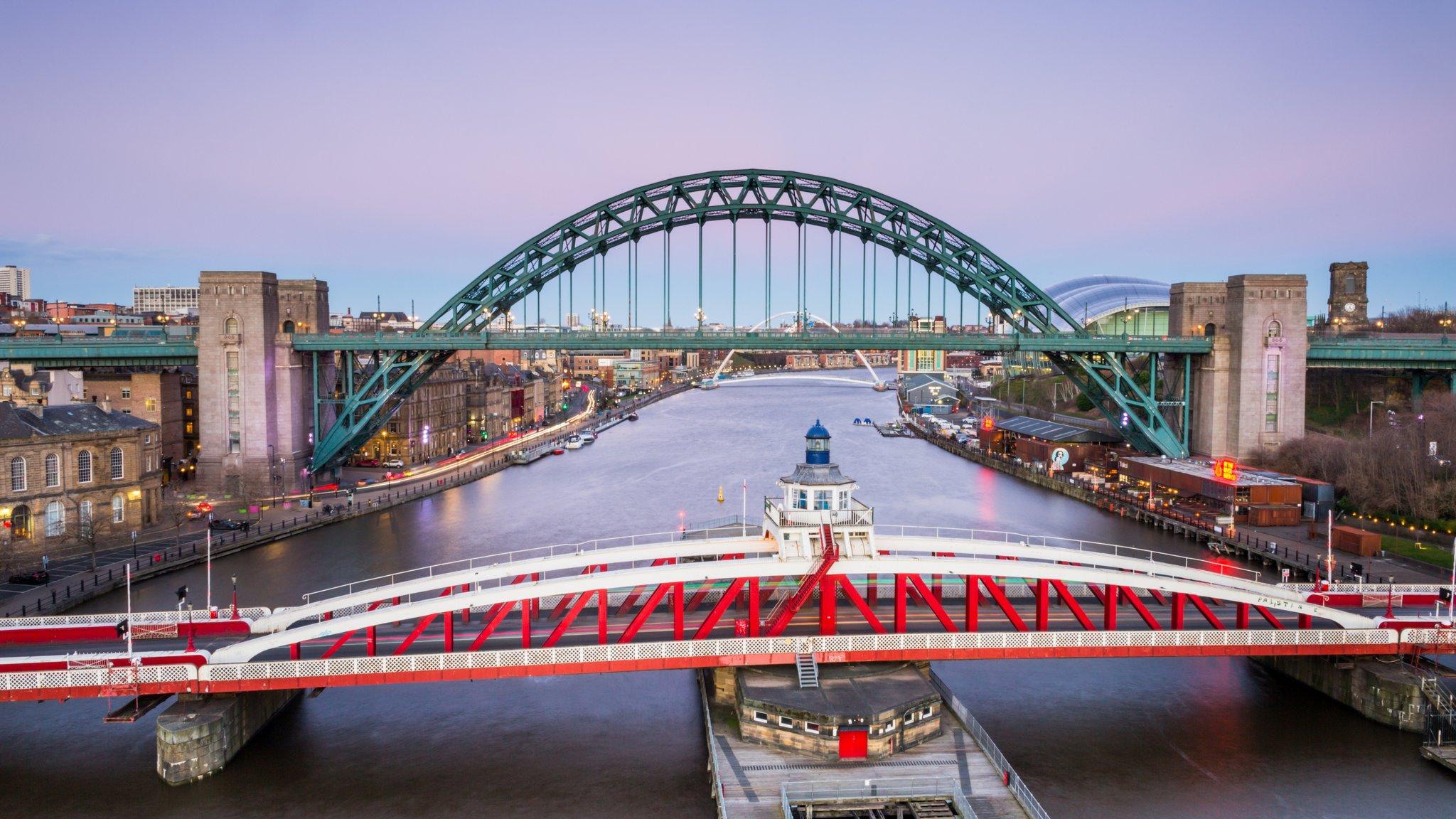 Swing Bridge in foreground - Tyne Bridge behind