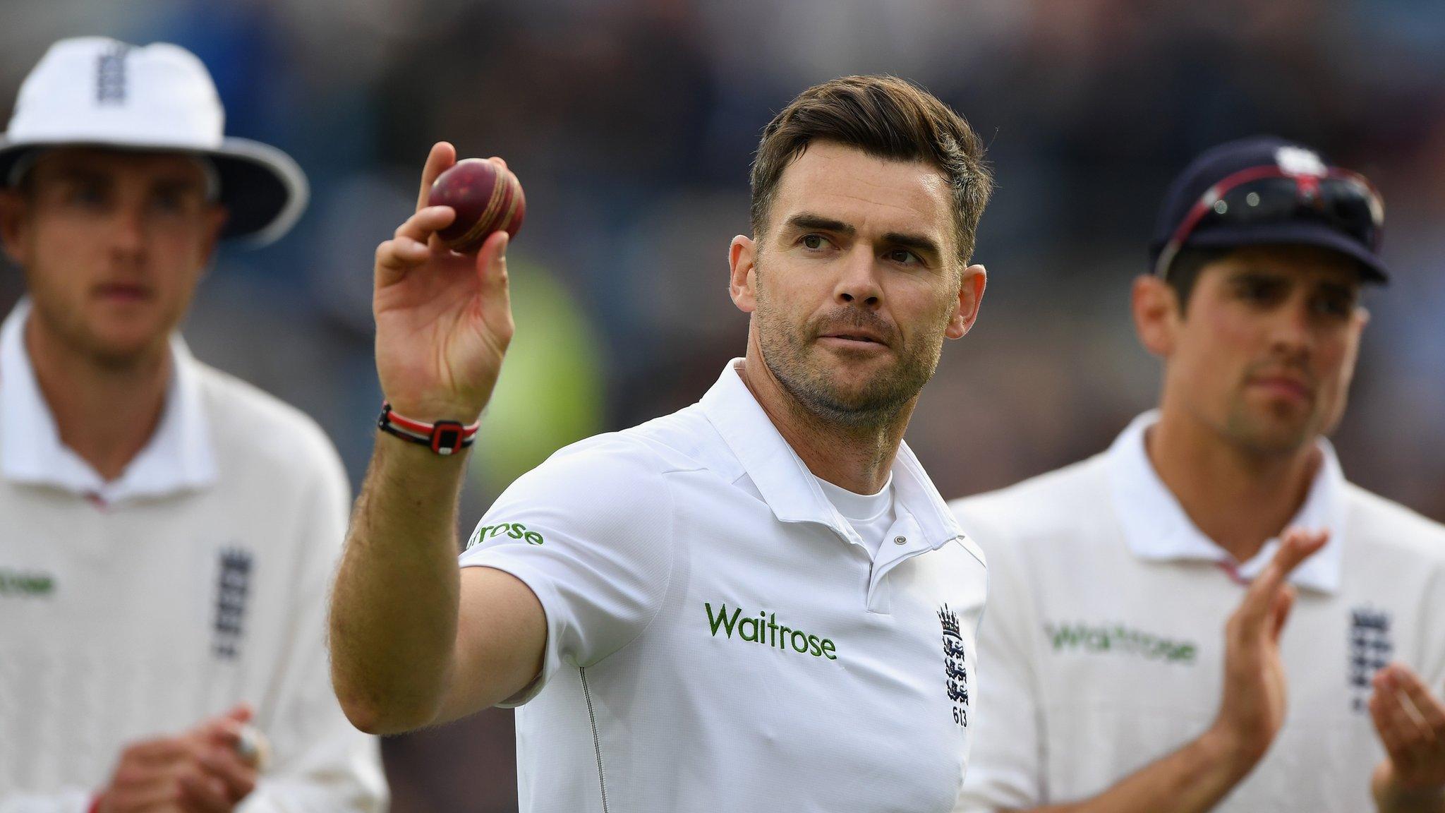 James Anderson celebrates