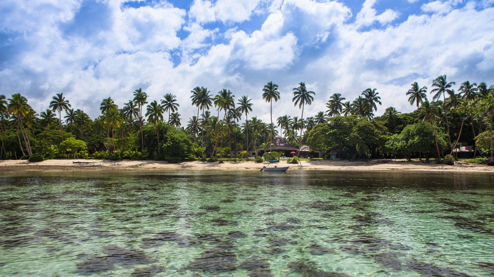 Clear waters off the beach of Fiji's Coral Coast 