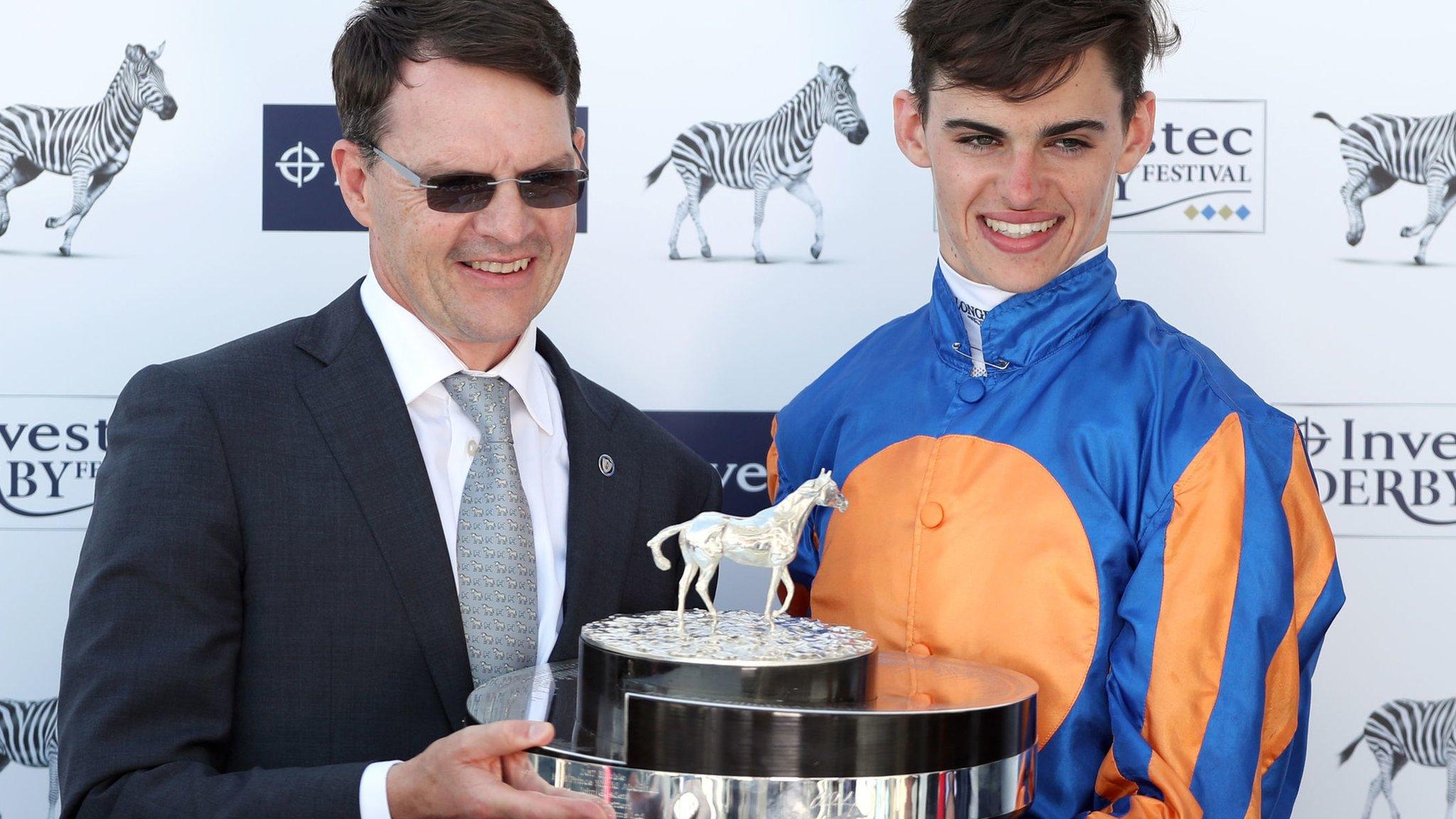 Aidan and Donnacha O'Brien with the Oaks trophy