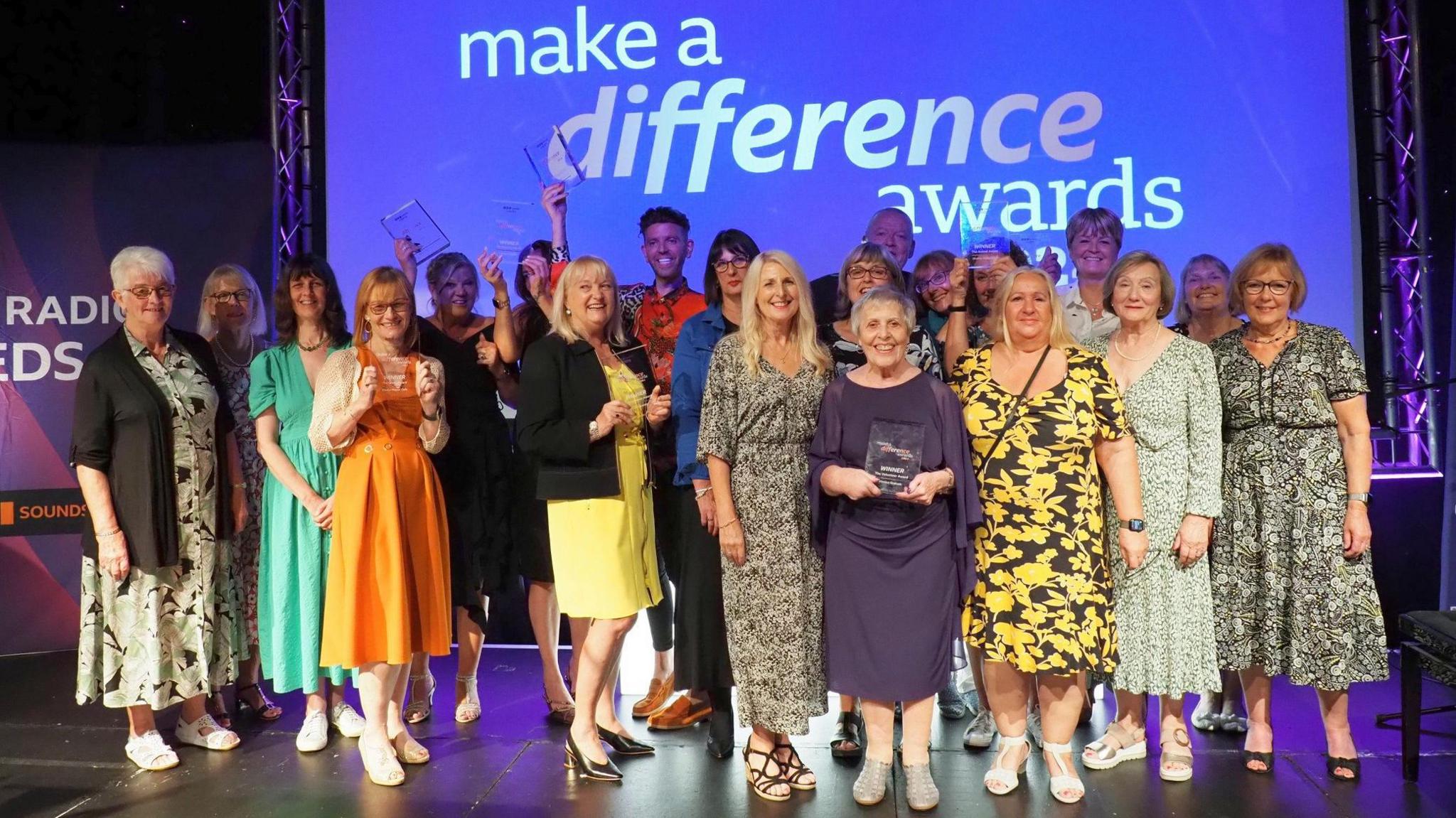 All the Make a Difference winners on stage at the Leeds ceremony