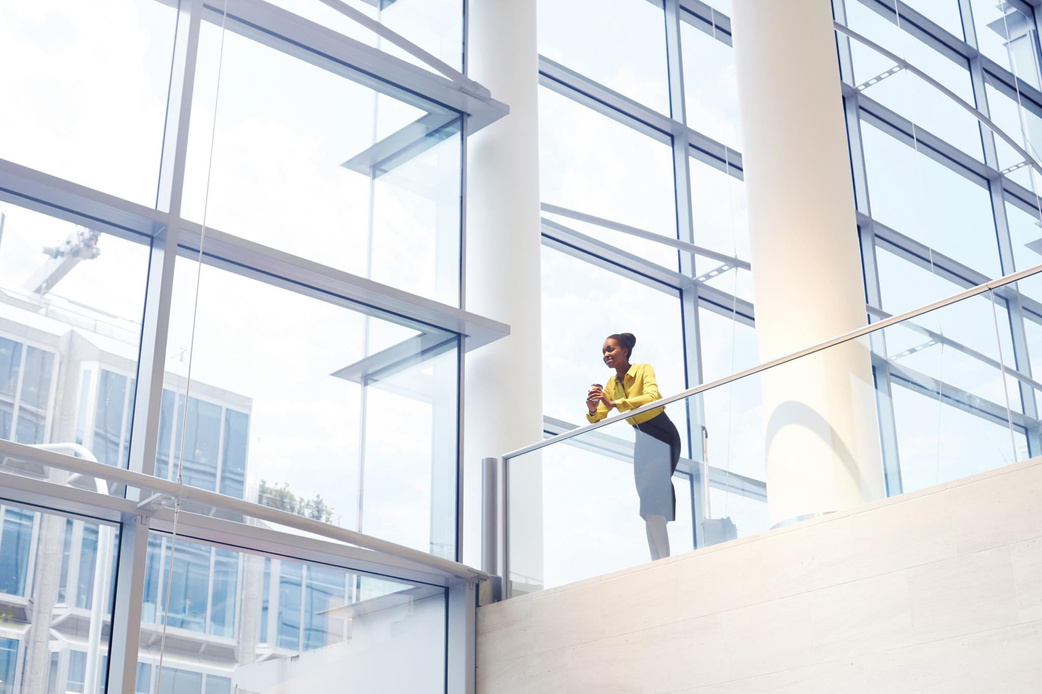 Woman in office building