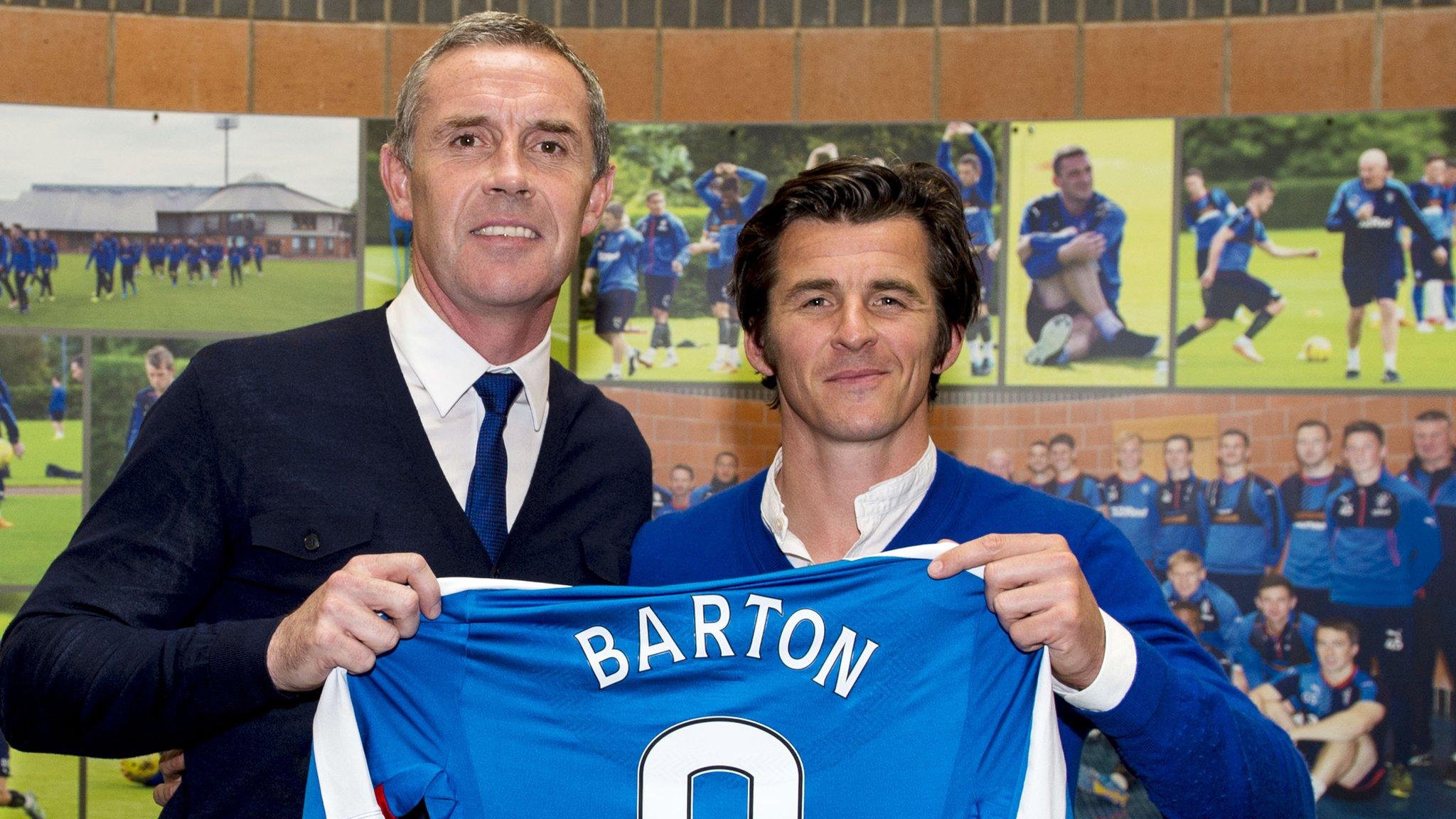 Joey Barton with Rangers assistant manager David Weir