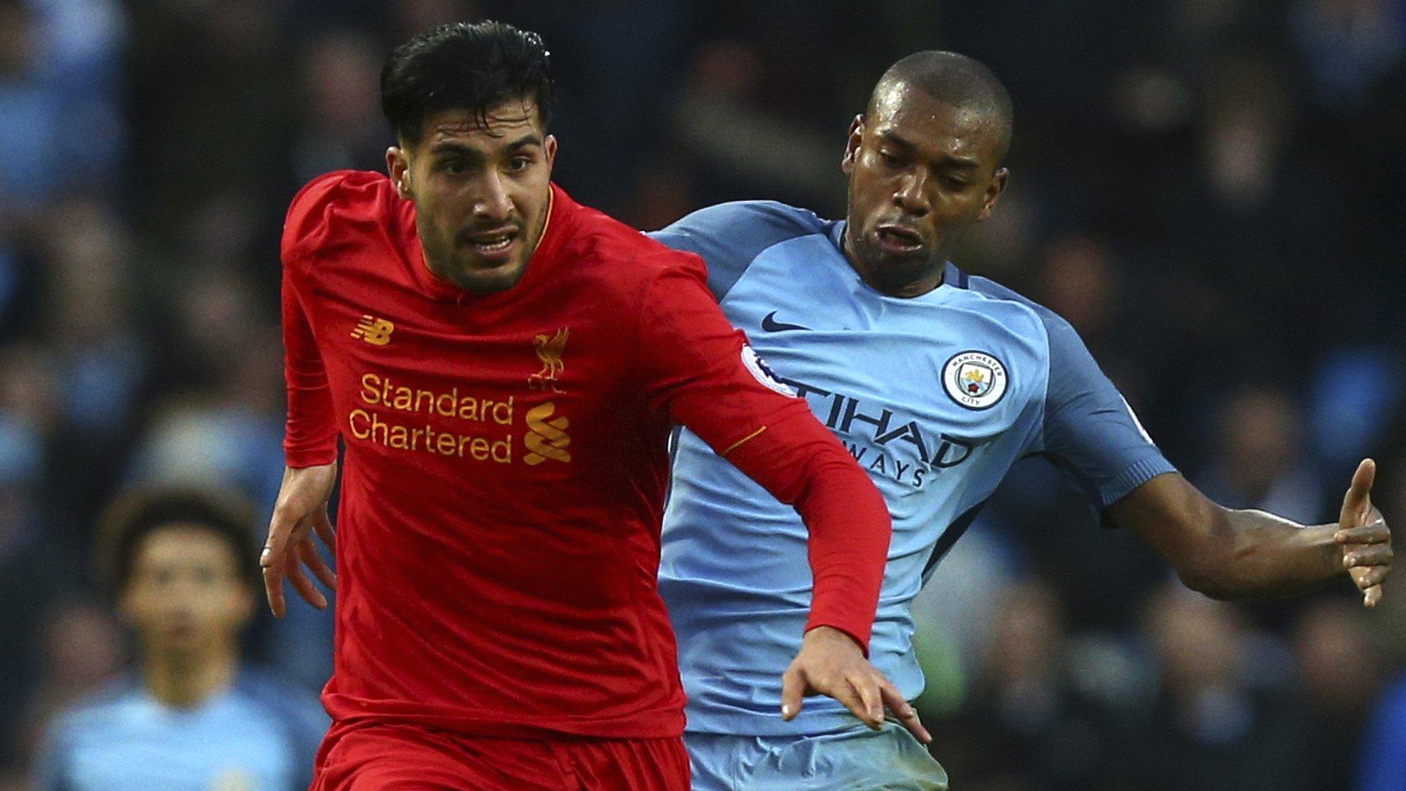 Liverpool's Emre Can and Manchester City's Fernandinho