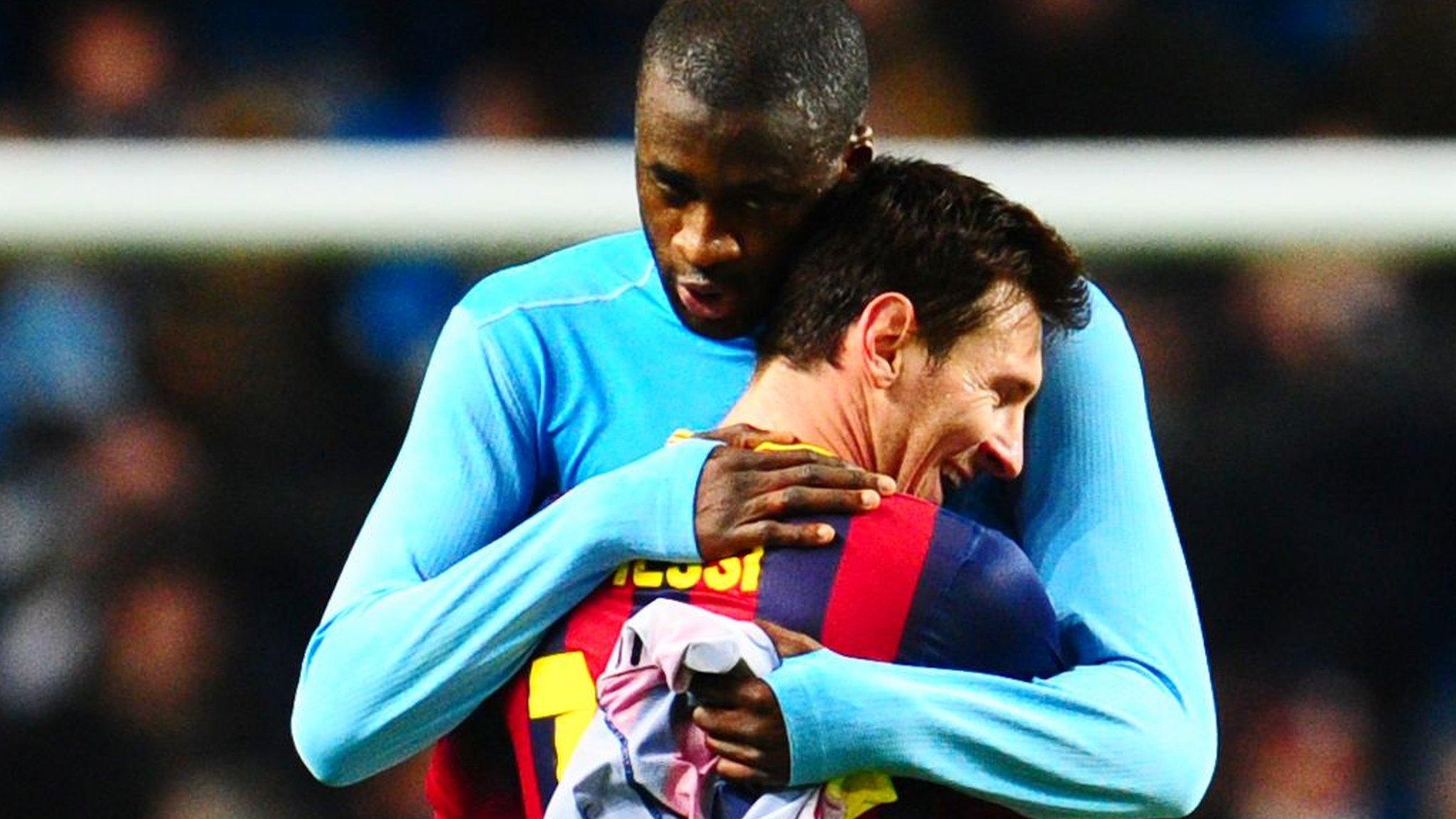 Manchester City midfielder Yaya Toure and Barcelona forward Lionel Messi