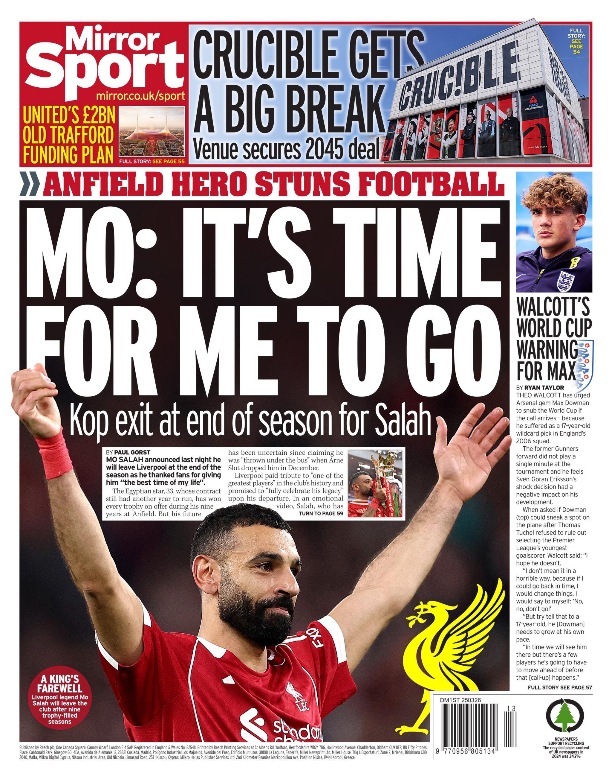 The Mirror back page