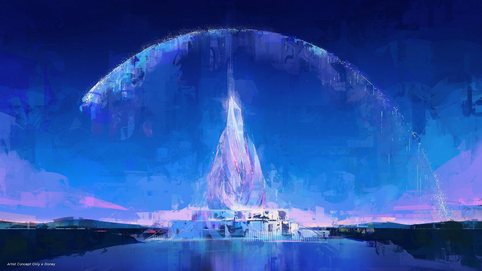 An illustrated image of the Disney theme park in Abu Dhabi.