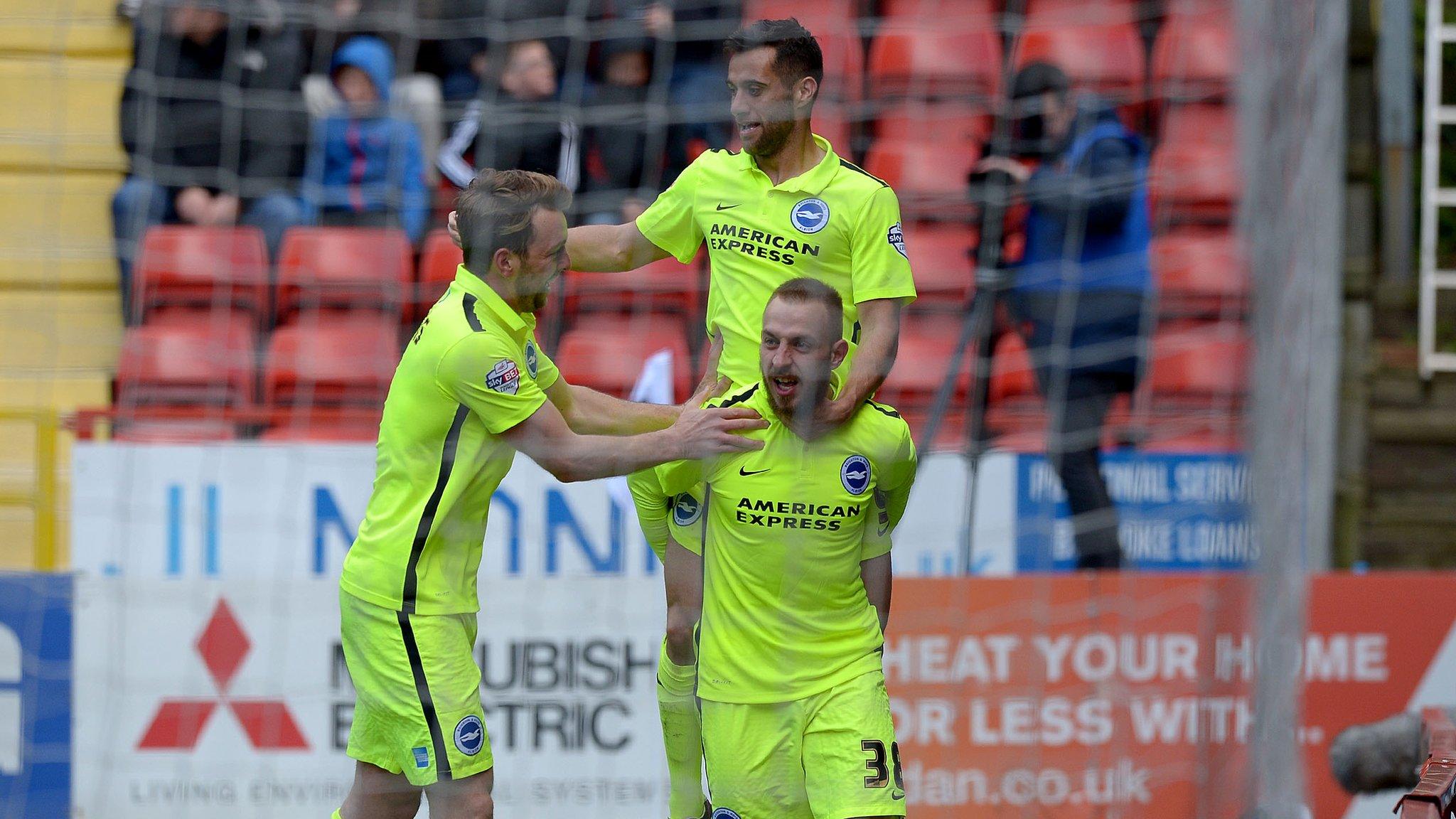 Jiri Skalak celebrates his goal for Brighton