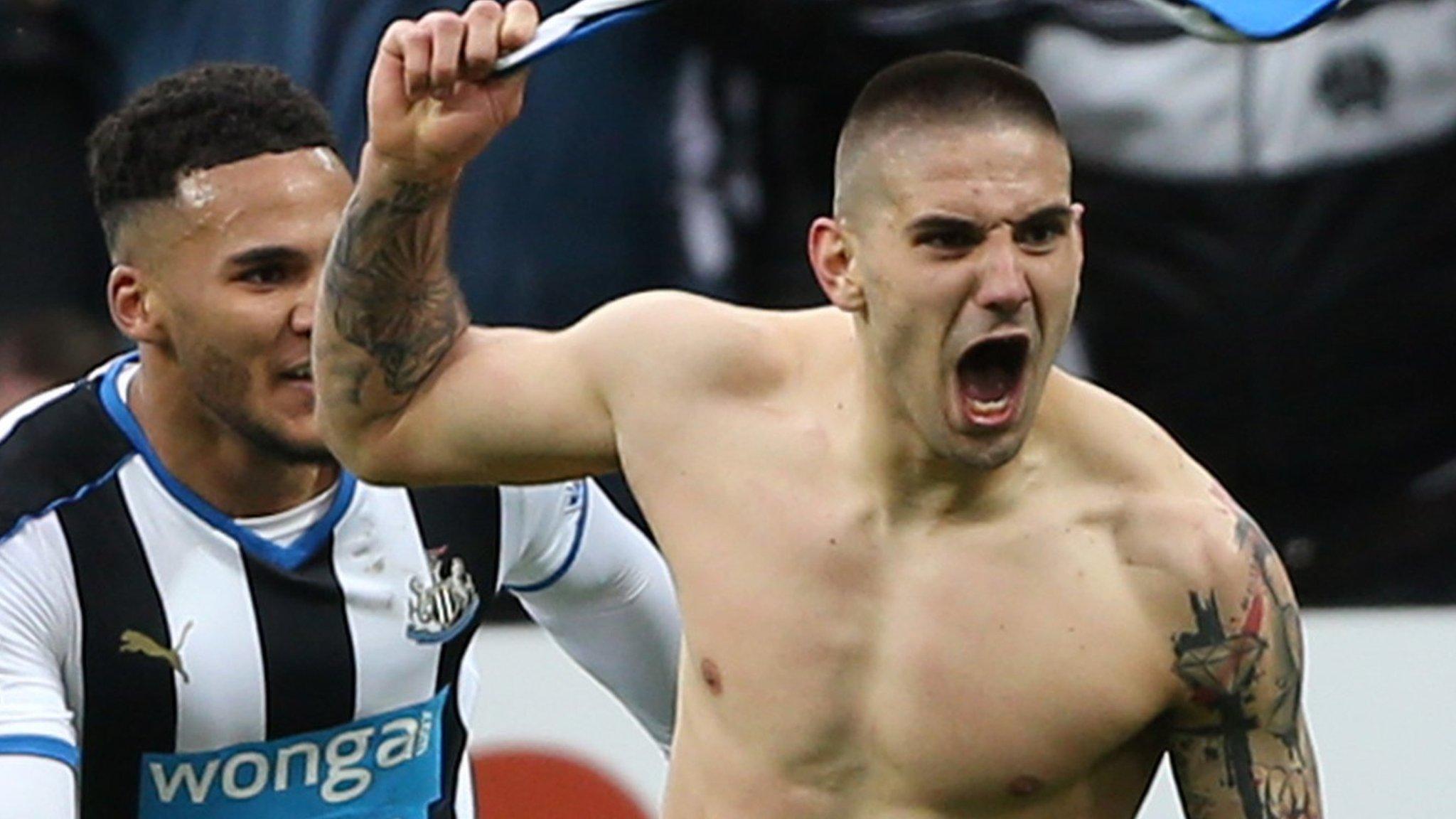 Aleksandar Mitrovic celebrates