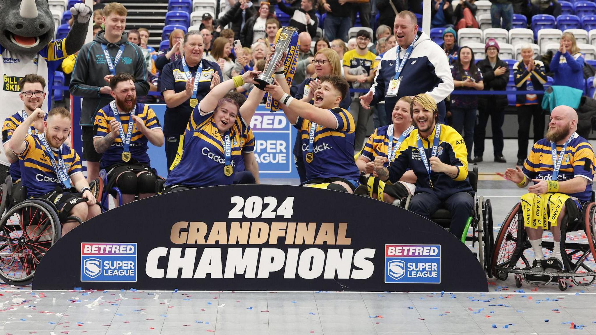 Leeds Rhinos lift the Wheelchair Super League Grand Final trophy