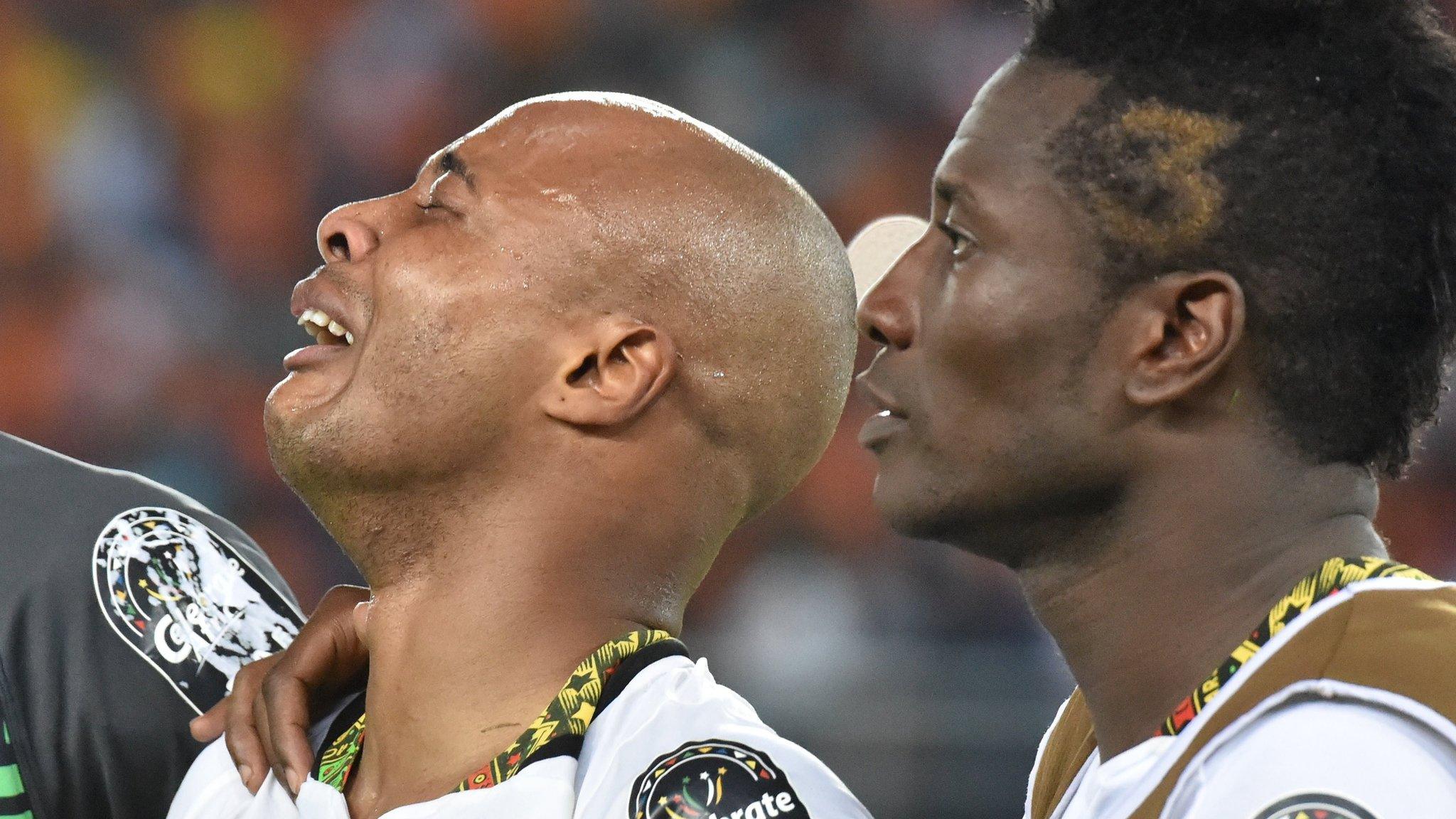 Ghana's Andre Ayew and Asamoah Gyan