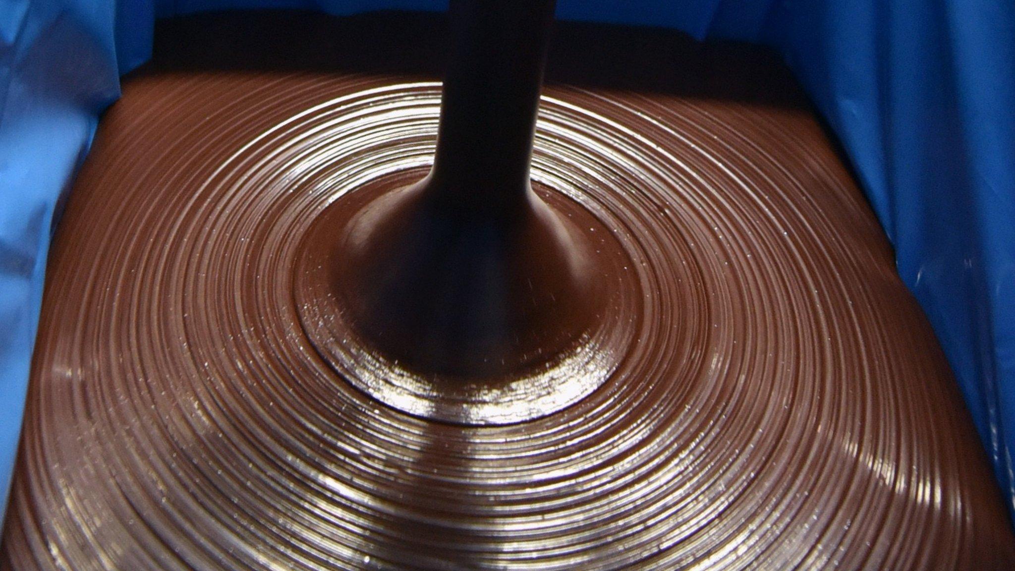 Chocolate in a container at a factory in Ivory Coast