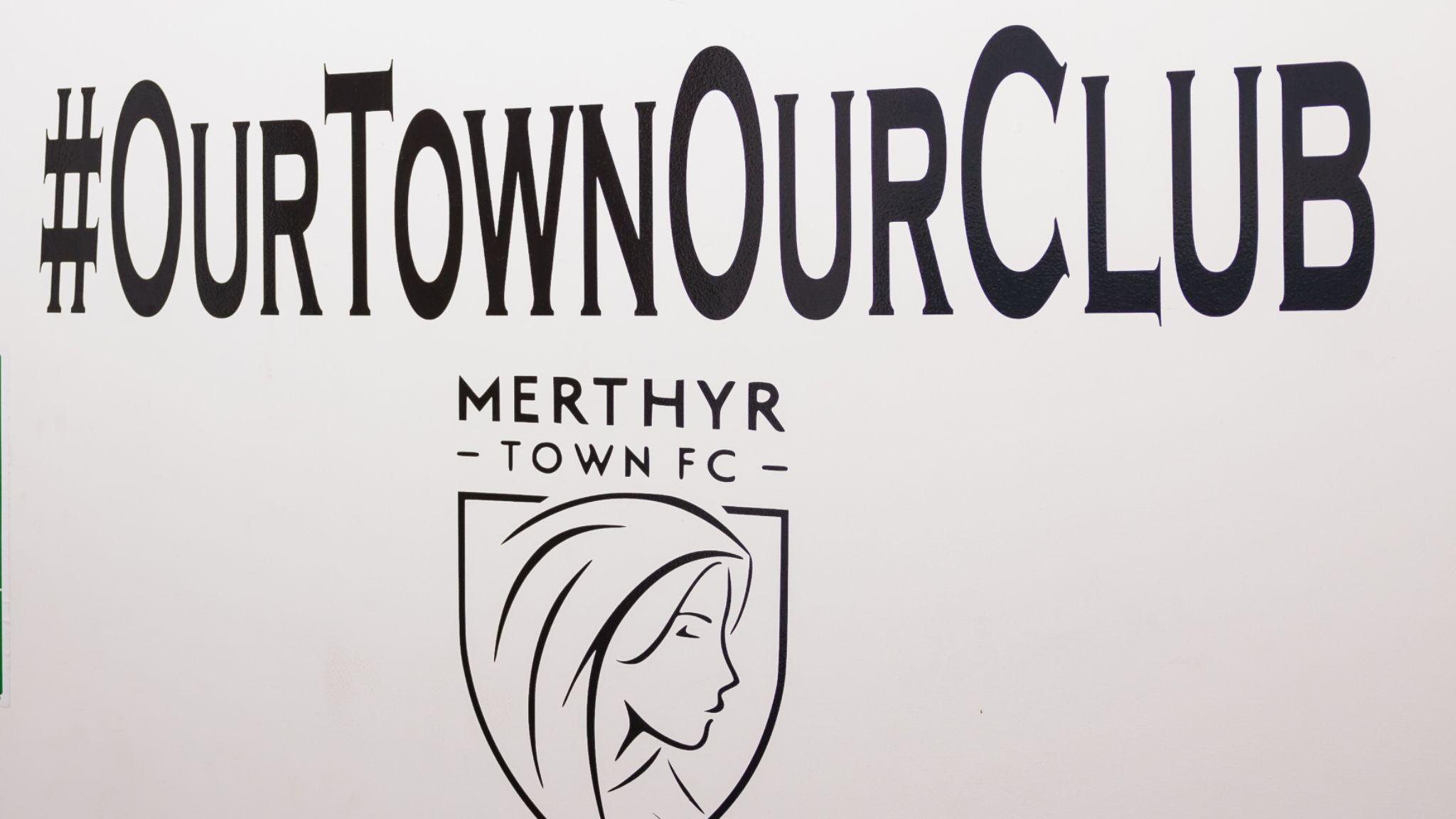 Merthyr Town logo on a wall at Penydarren Park