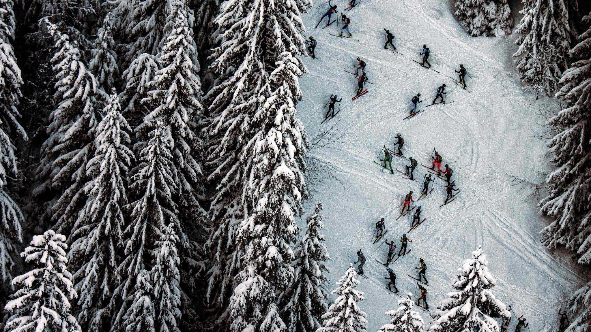 Skiers compete during the first stage of the 33rd edition of the Pierra Menta ski mountaineering competition.