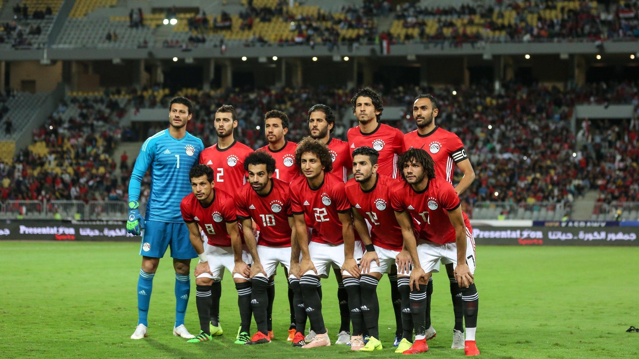 Egypt ahead of a match at the Borg Al Arab stadium