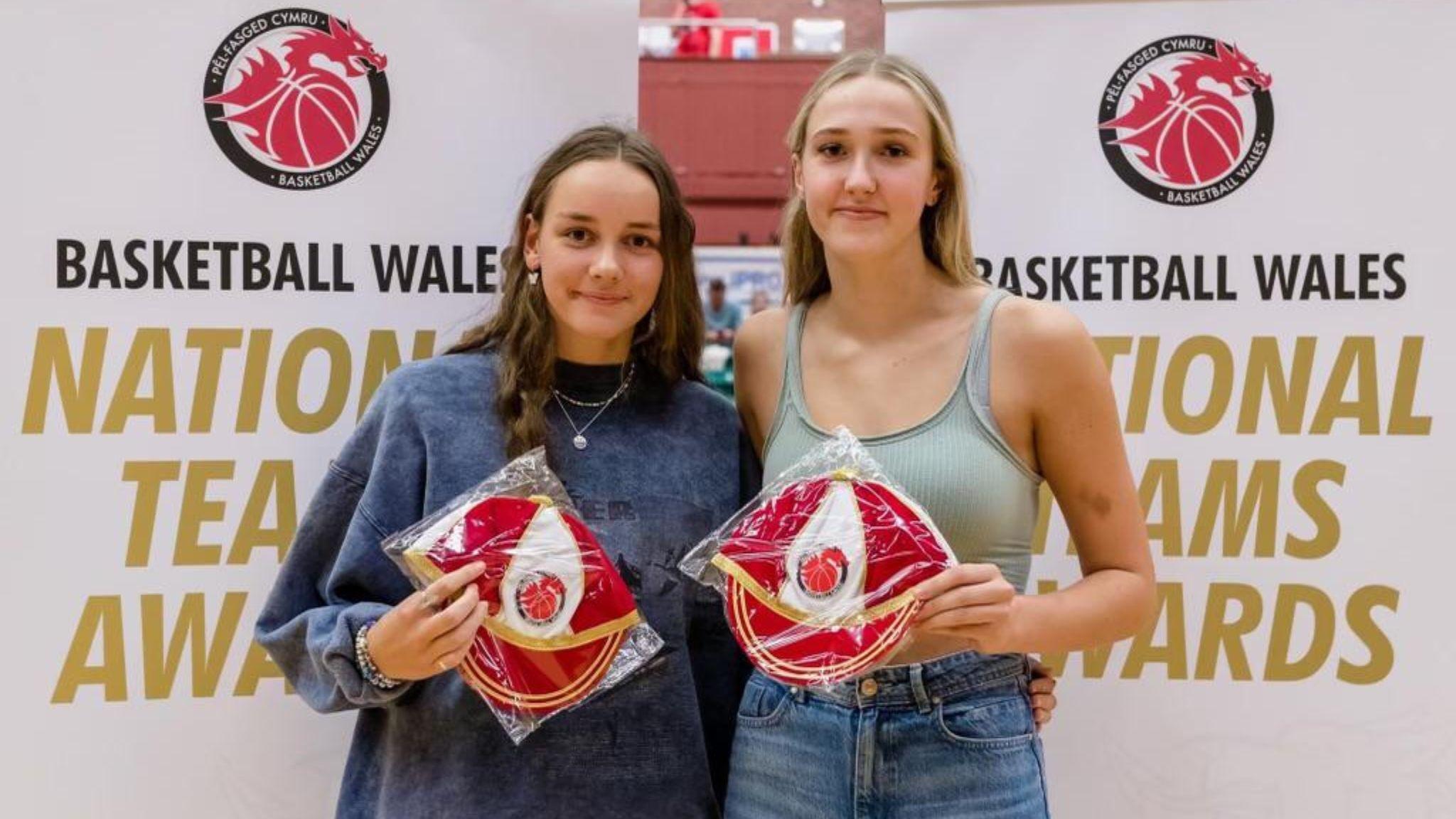 Issy Bunyan & Carys Roy with Wales caps
