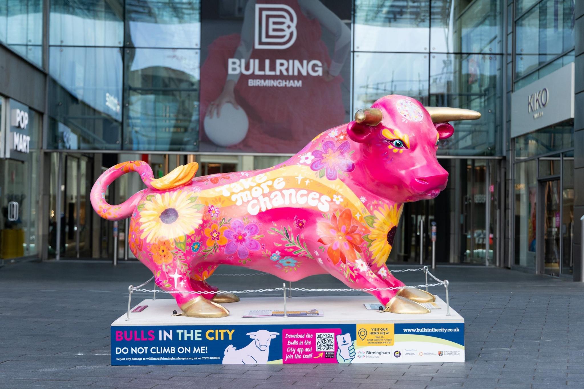 Decorated bull sculpture.