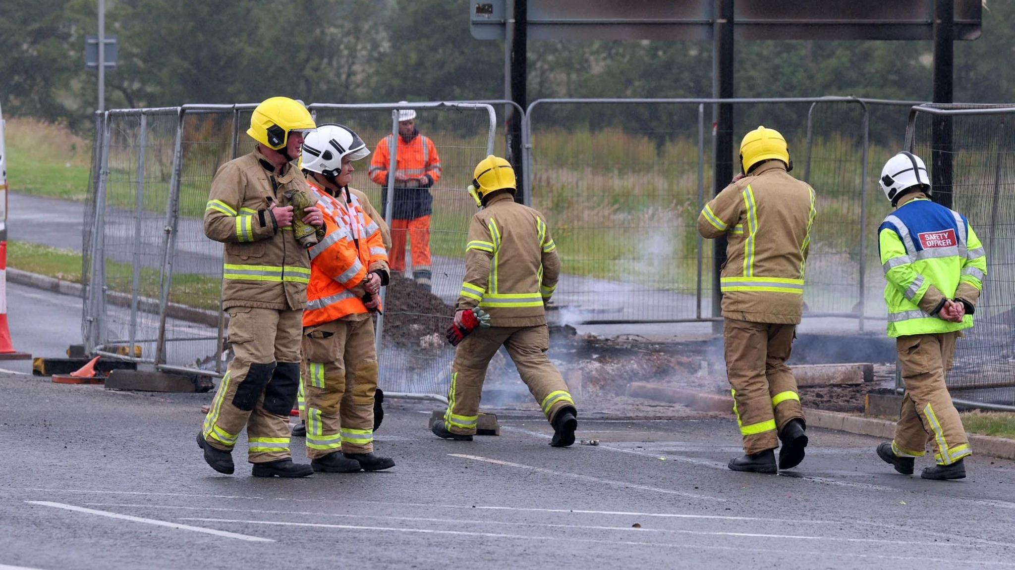 Firefighters at the scene in Ballyclare