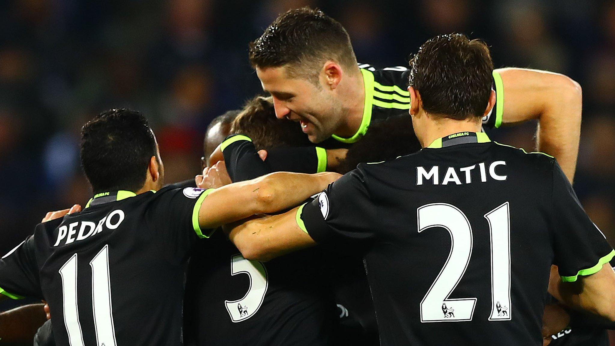 Chelsea celebrate Marcos Alonso's goal