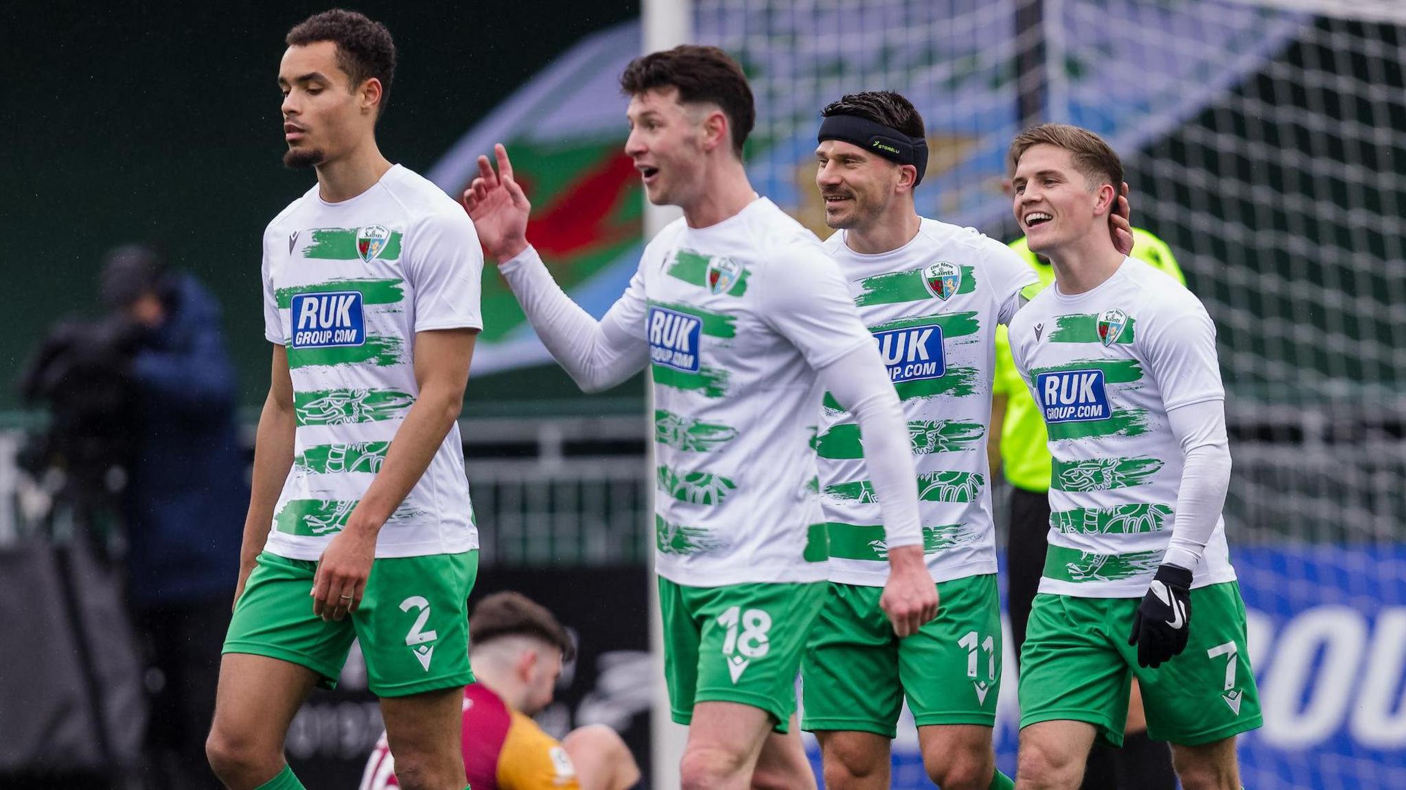 New Saints players celebrate against Cardiff Met in March