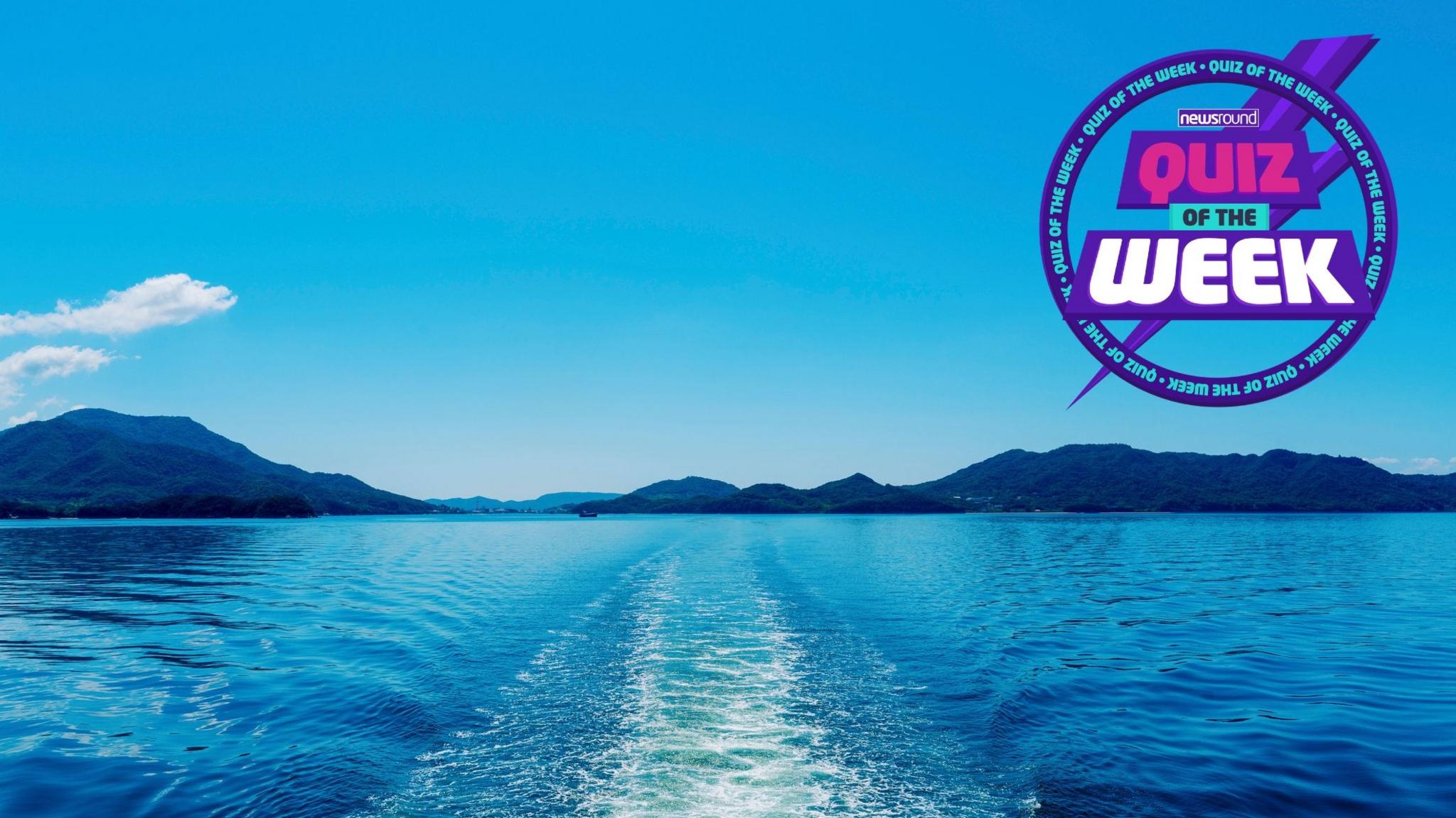 The blue sea with the quiz of the week logo