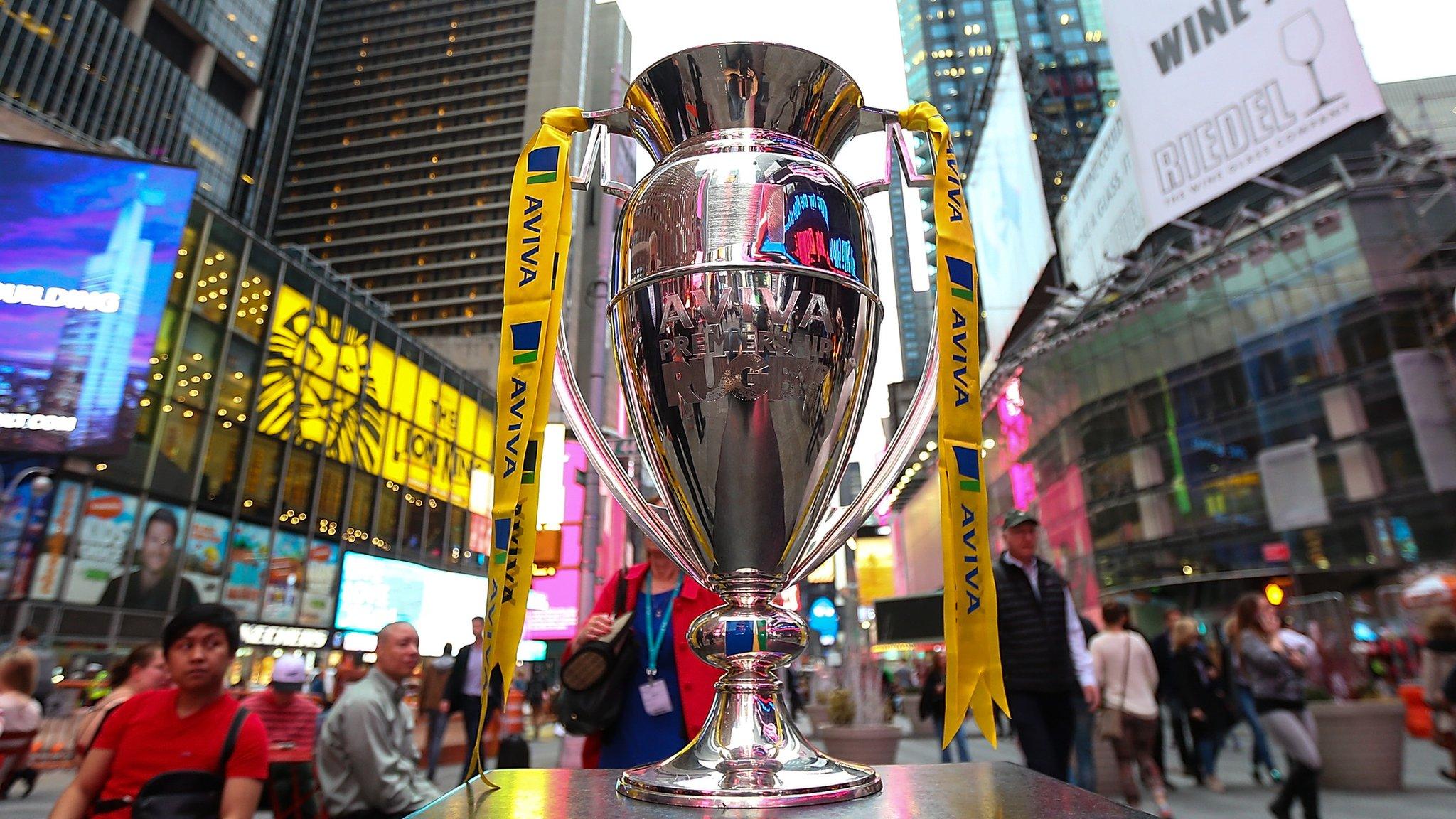 Premiership trophy in Times Square, New York